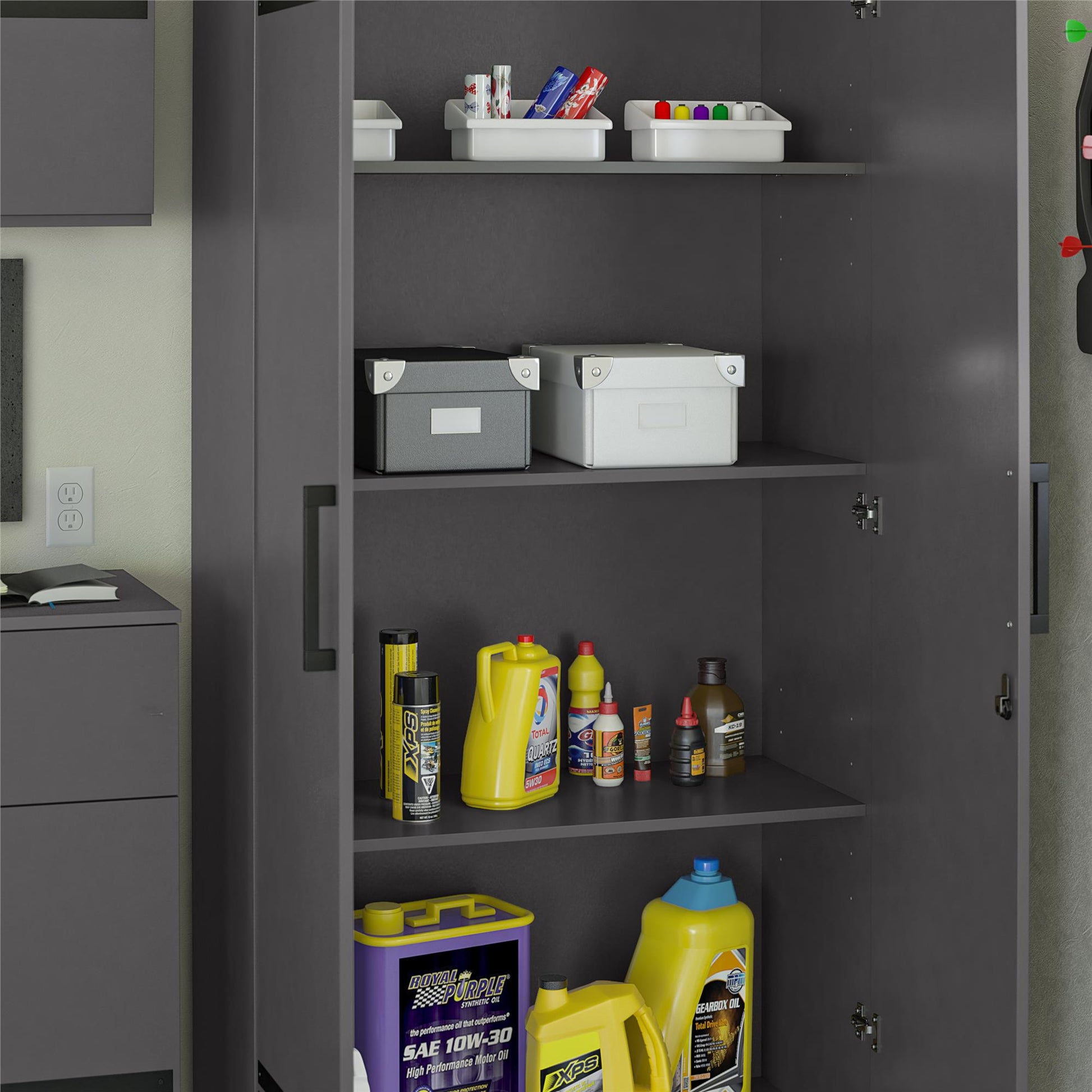 Shelby Tall Garage Cabinet 2 Door - Graphite