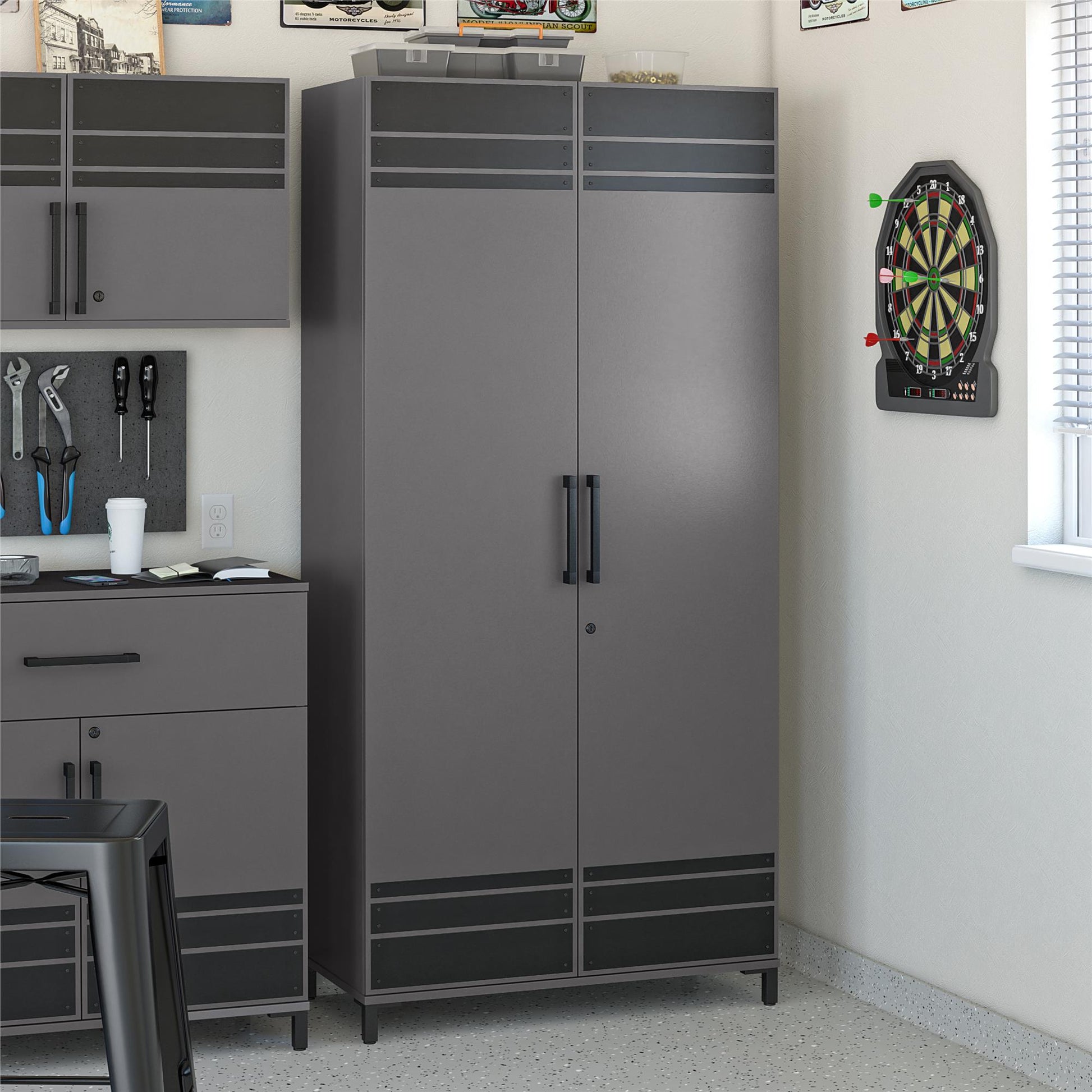 Shelby Tall Garage Cabinet 2 Door - Graphite