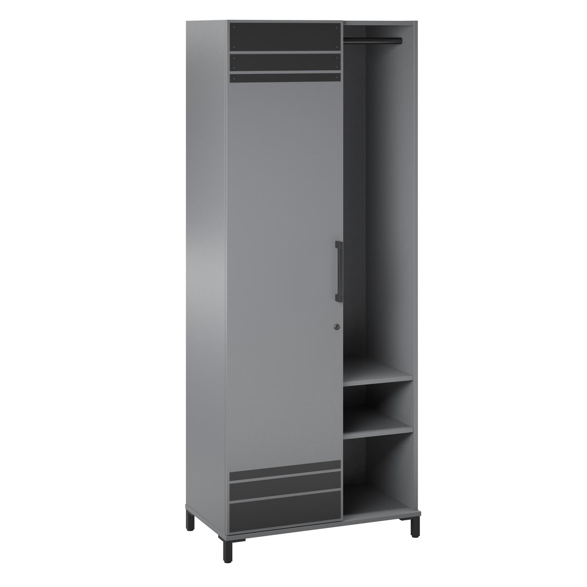 Shelby Tall Garage Cabinet with 1 Door & Hanging Rod - Graphite