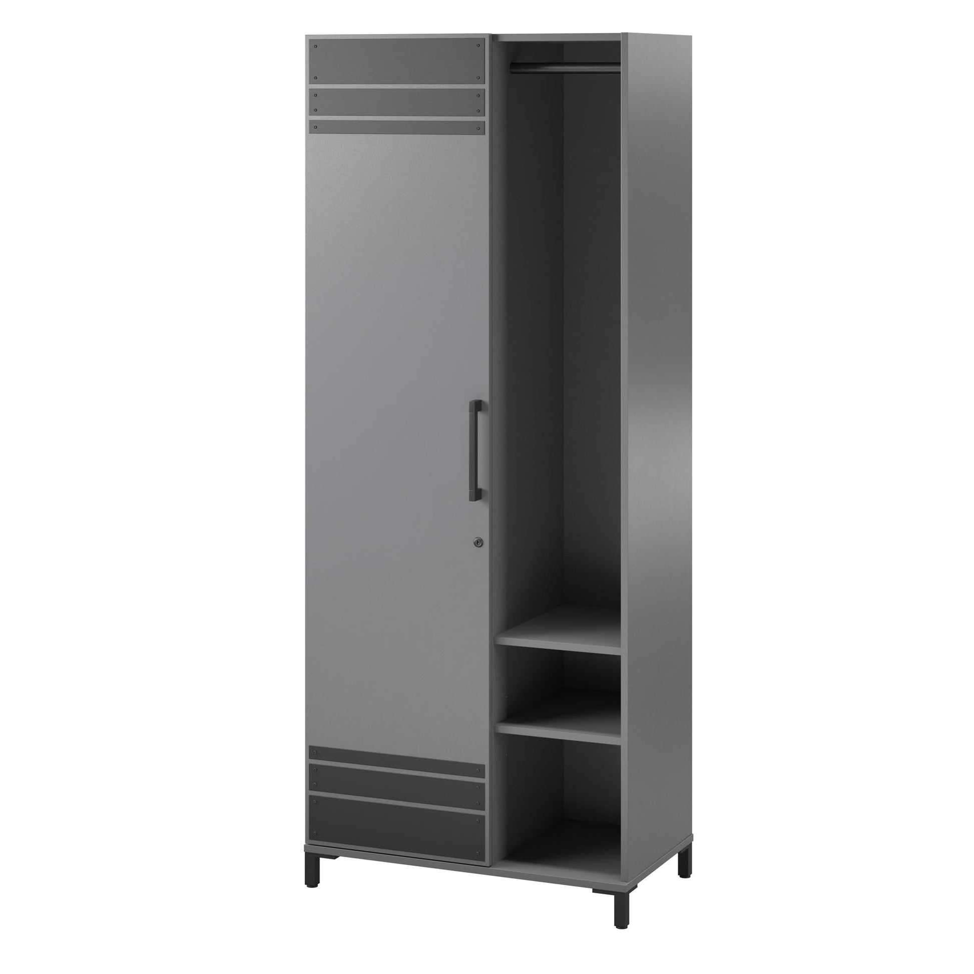 Shelby Tall Garage Cabinet with 1 Door & Hanging Rod - Graphite