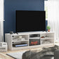 Noble 75" TV Stand with Electric Fireplace Insert and 4 Shelves - Ivory Oak