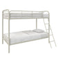 Dusty Twin over Twin Metal Bunk Bed with Slanted Front Ladder and Guardrails - White - Twin-Over-Twin