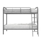 Twin over Twin Metal Bunk Bed with Slanted Front Ladder and Guardrails - Silver - Twin-Over-Twin