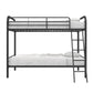 Twin over Twin Metal Bunk Bed with Slanted Front Ladder and Guardrails - Black - Twin-Over-Twin