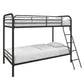 Twin over Twin Metal Bunk Bed with Slanted Front Ladder and Guardrails - Black - Twin-Over-Twin