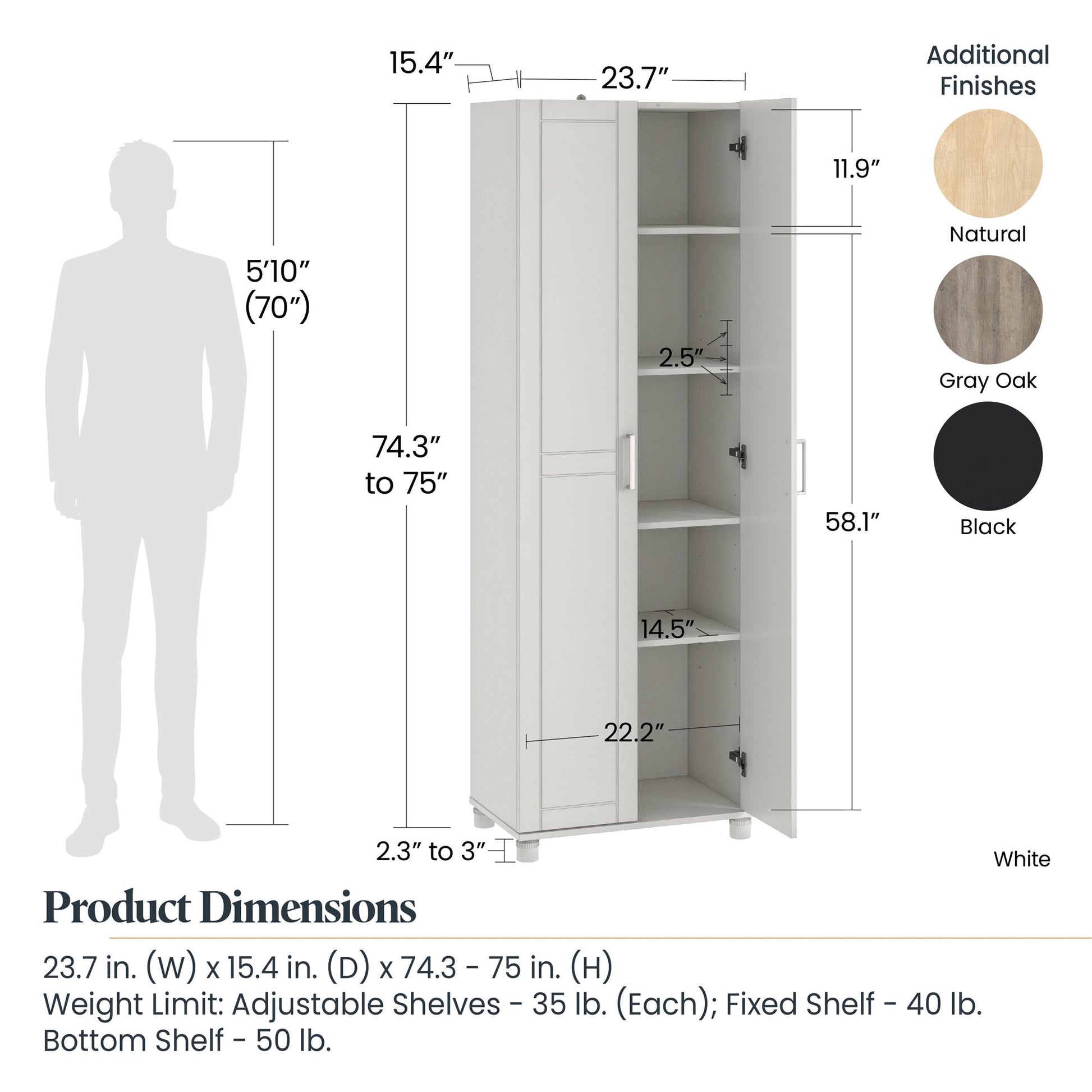 Callahan 24 Inch Multipurpose Utility Storage Cabinet  - White