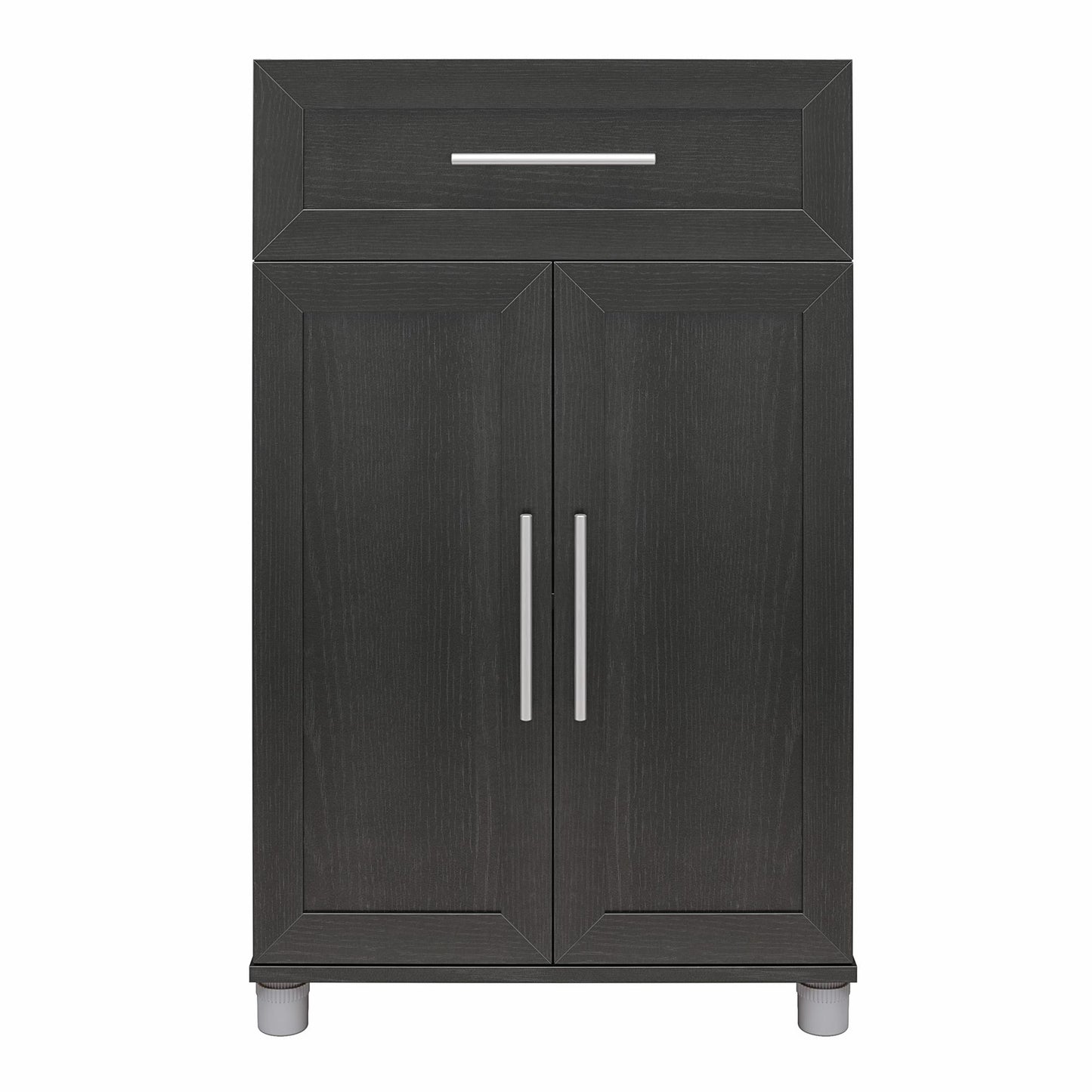 Camberly Framed 2 Door/1 Drawer Storage Cabinet, Black Oak - Black Oak