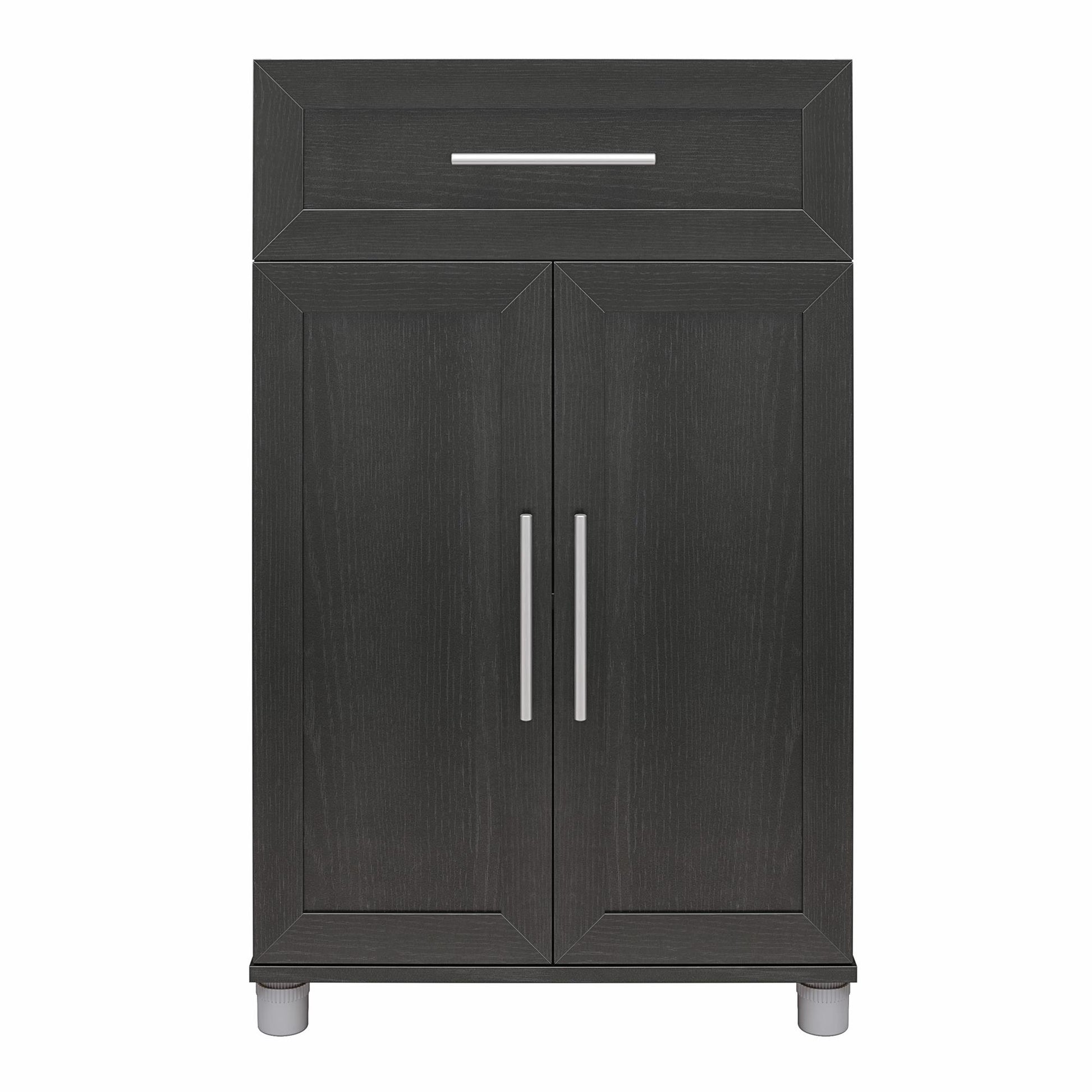 Camberly Framed 2 Door/1 Drawer Storage Cabinet, Black Oak - Black Oak