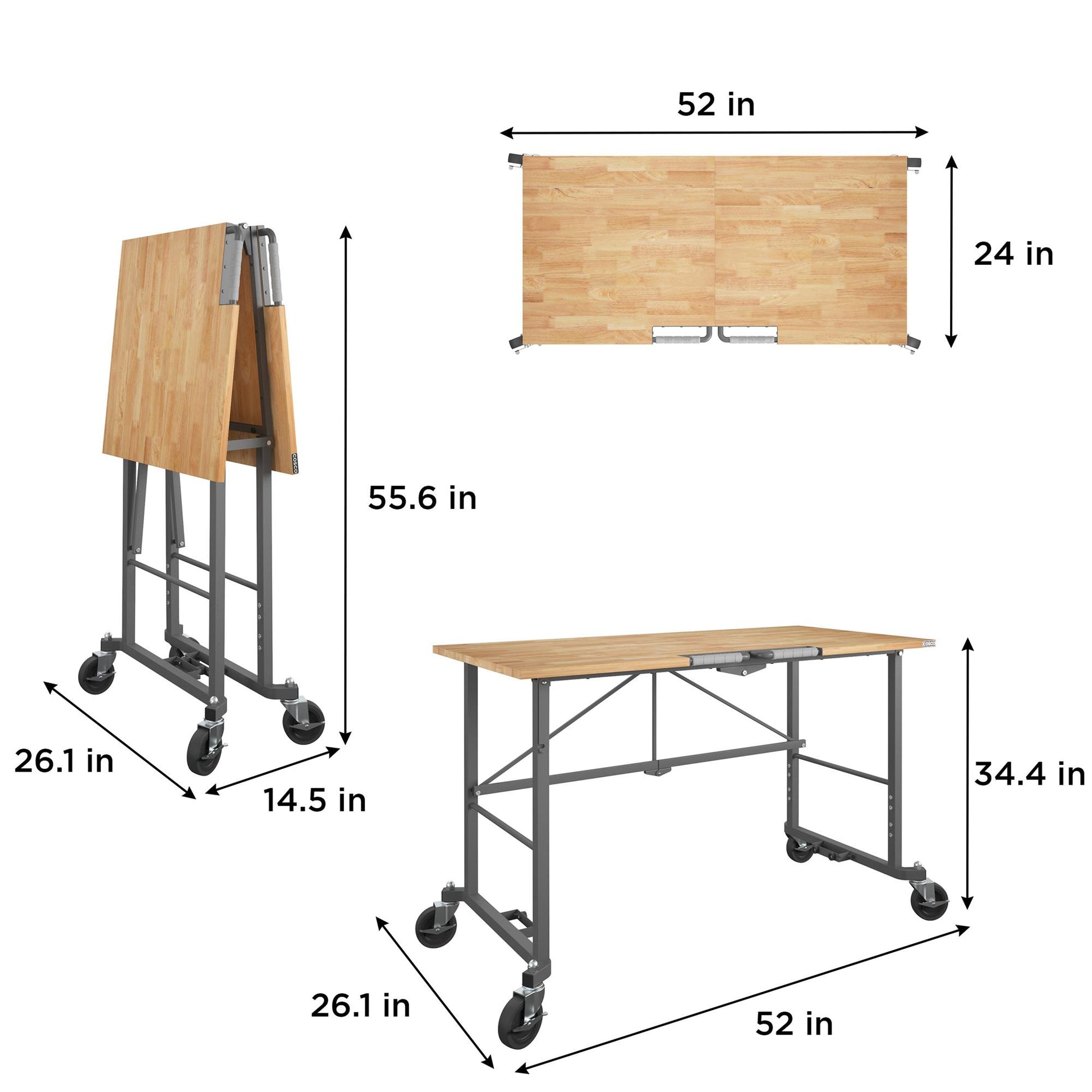 Smartfold Portable Folding Workbench with Hardwood Top and 400 lb Weight Capacity - Heath Pine