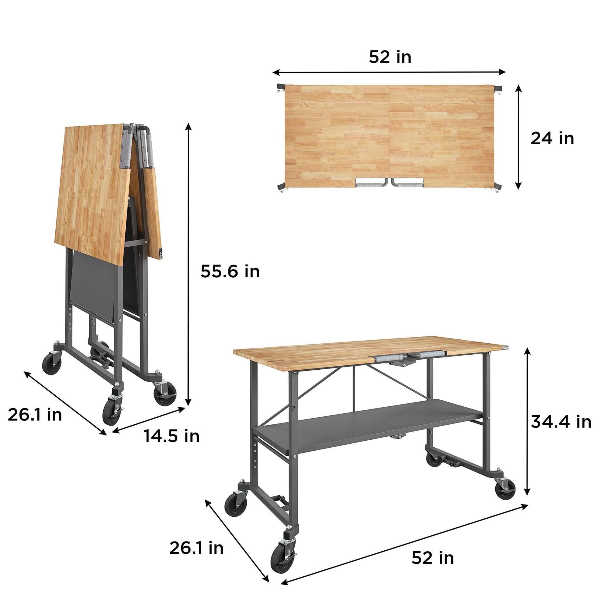 SmartFold Folding Portable Workbench and Utility Table - Gray
