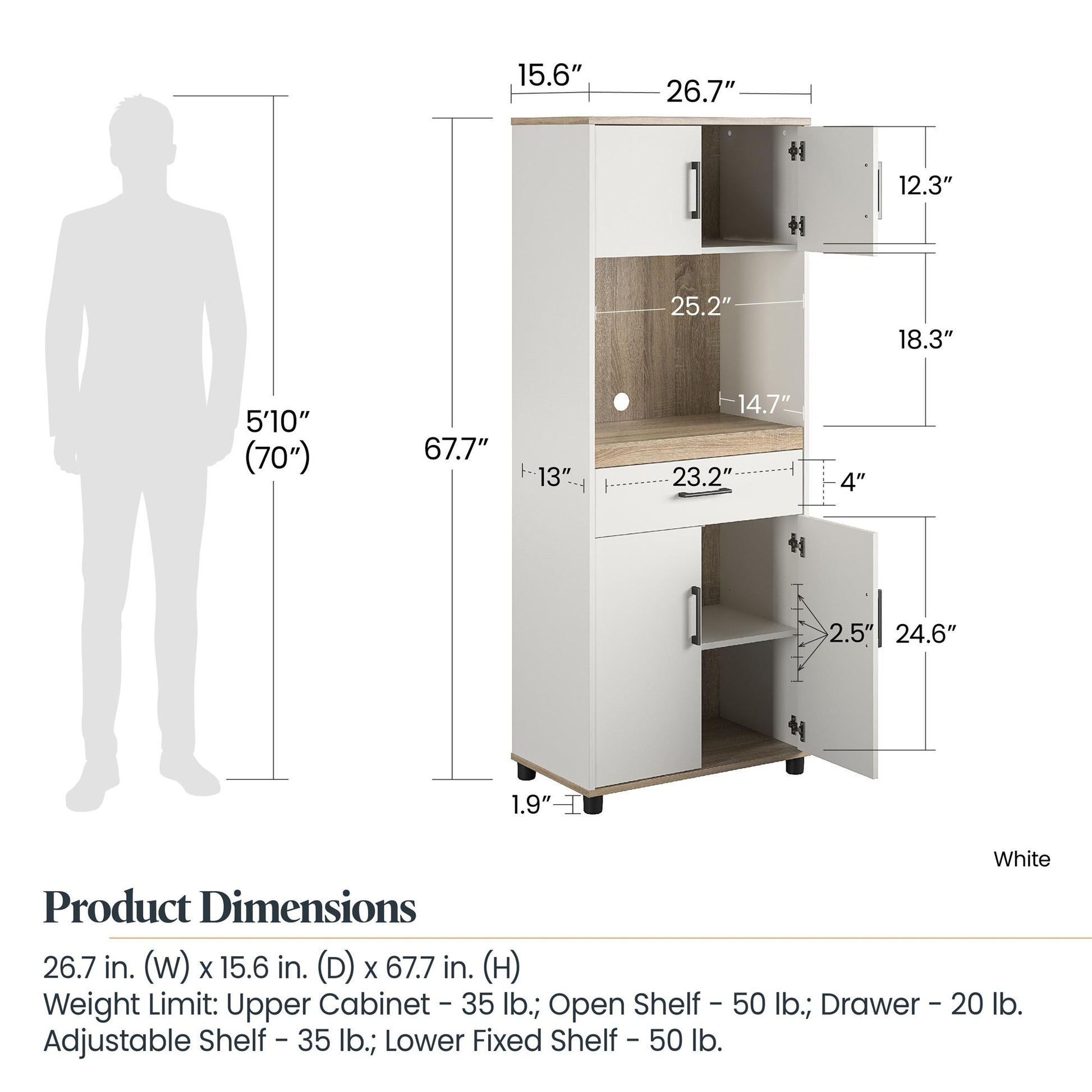 Whitmore Coffee Bar Tall Storage Cabinet - White