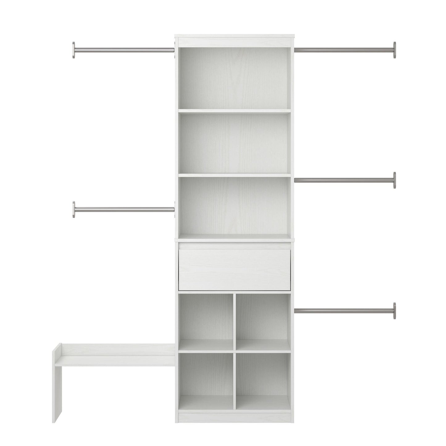 Grow with Me Adjustable Kids’ Closet Organizer System with Adjustable Poles - White