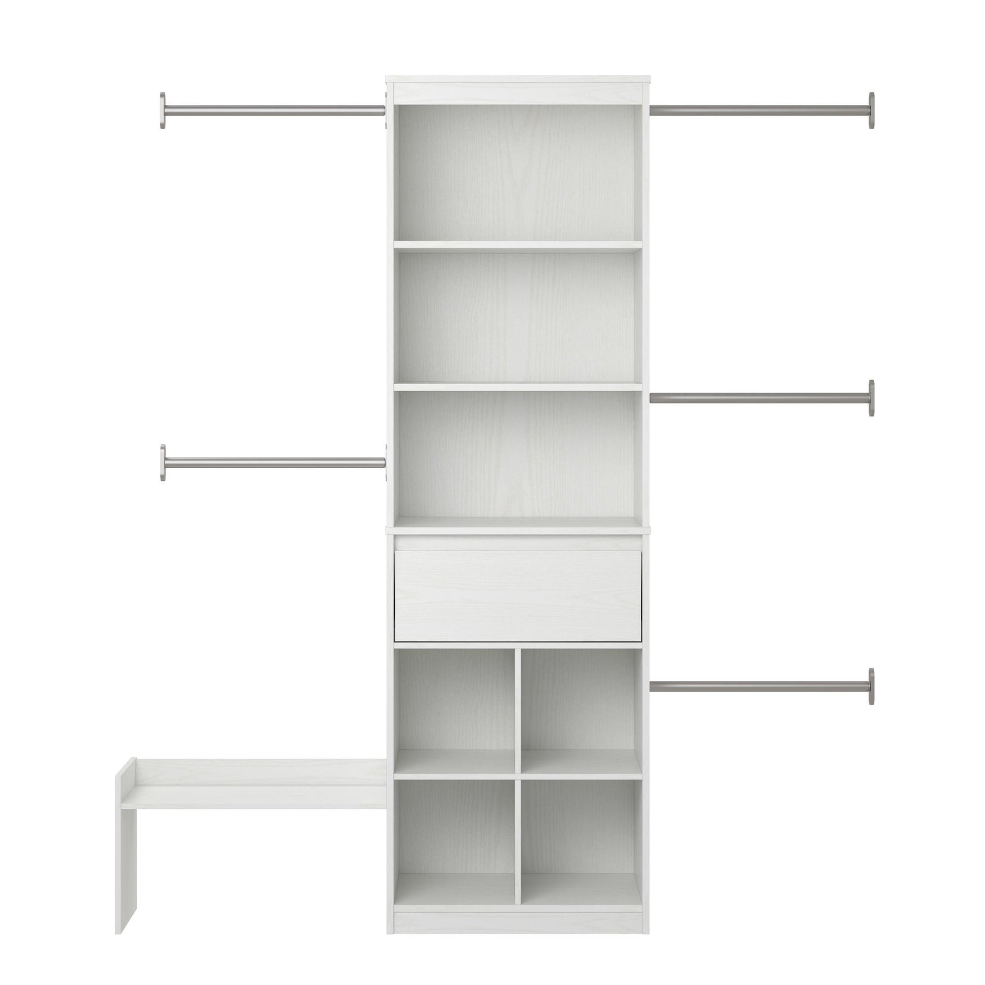 Grow with Me Adjustable Kids’ Closet Organizer System with Adjustable Poles - White