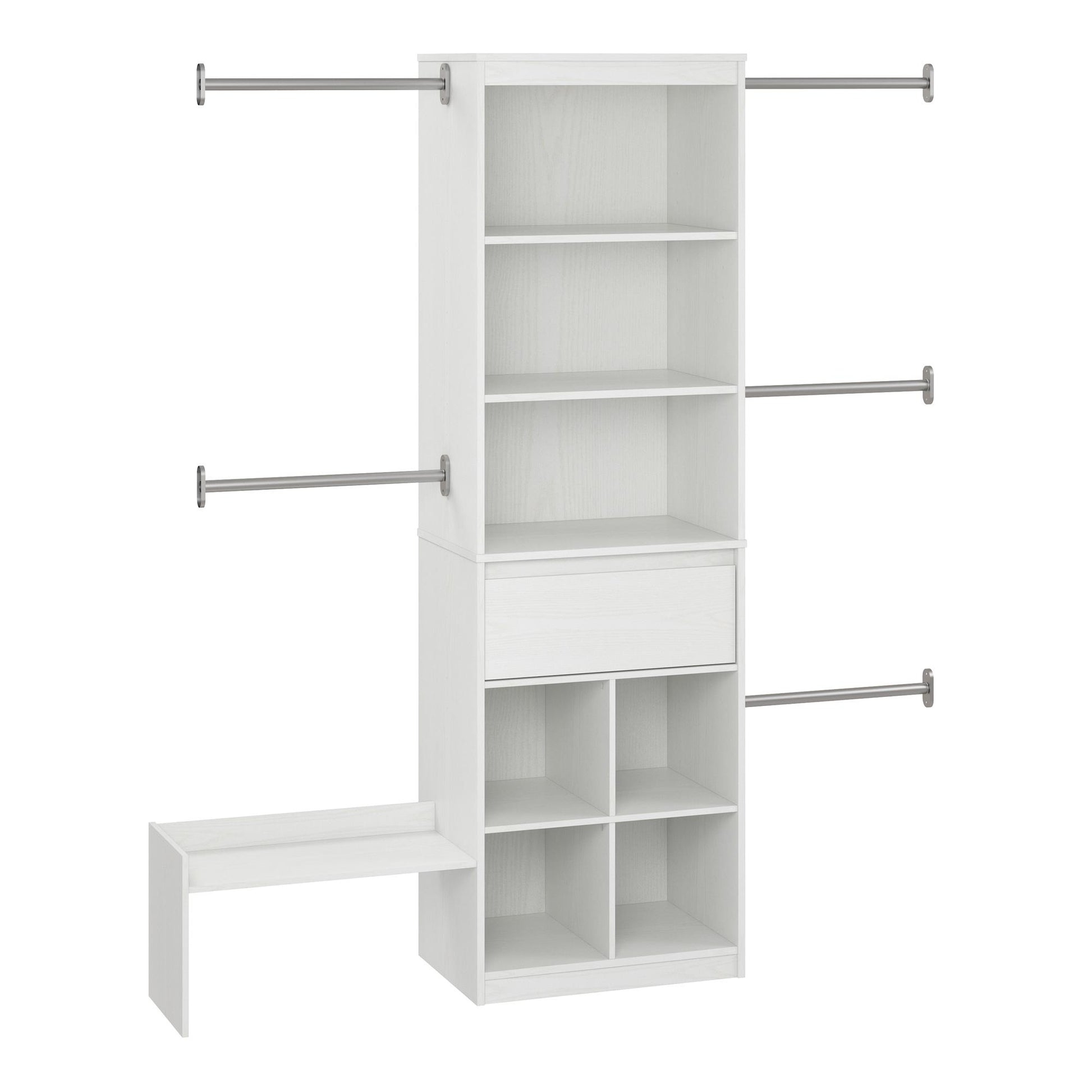 Grow with Me Adjustable Kids’ Closet Organizer System with Adjustable Poles - White