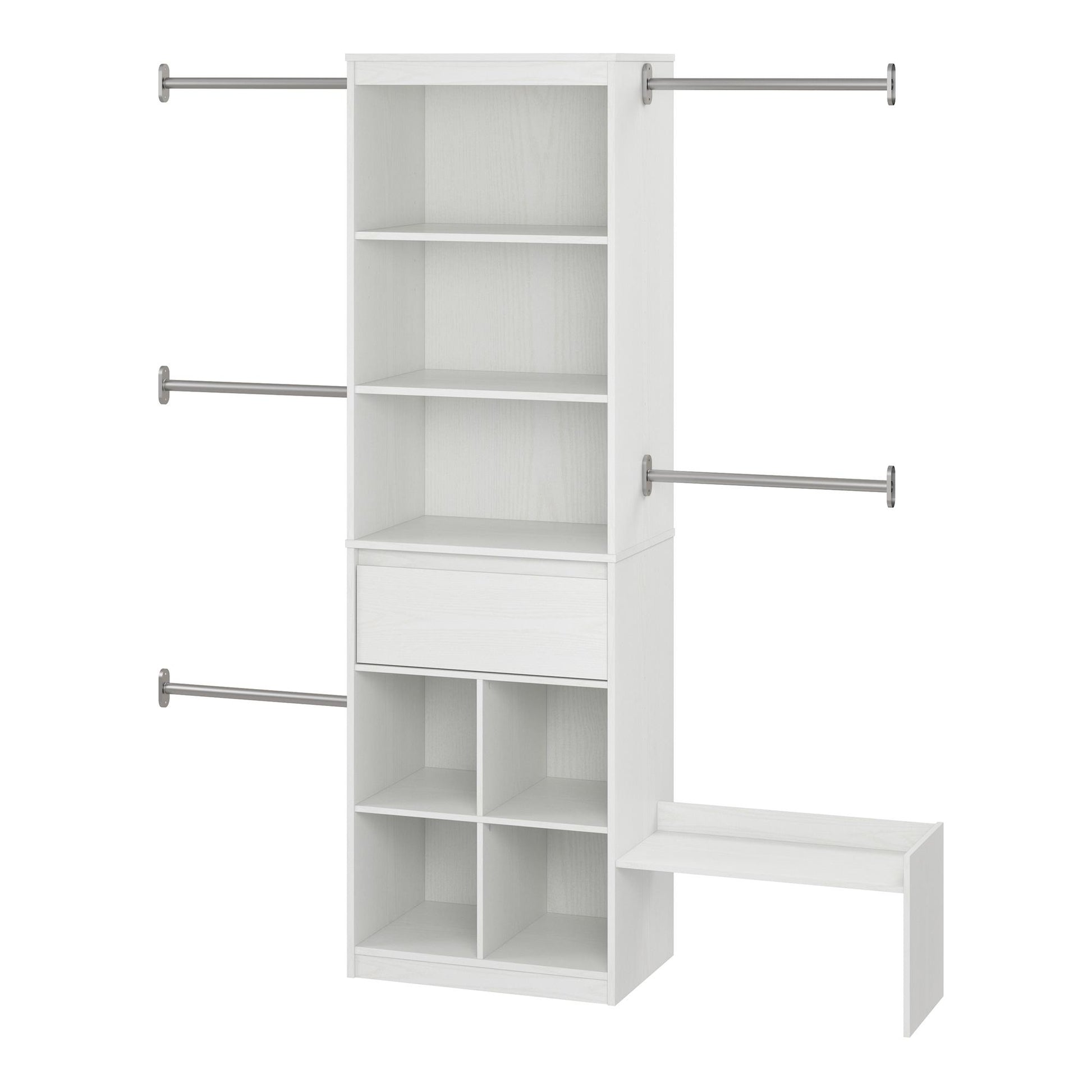 Grow with Me Adjustable Kids’ Closet Organizer System with Adjustable Poles - White