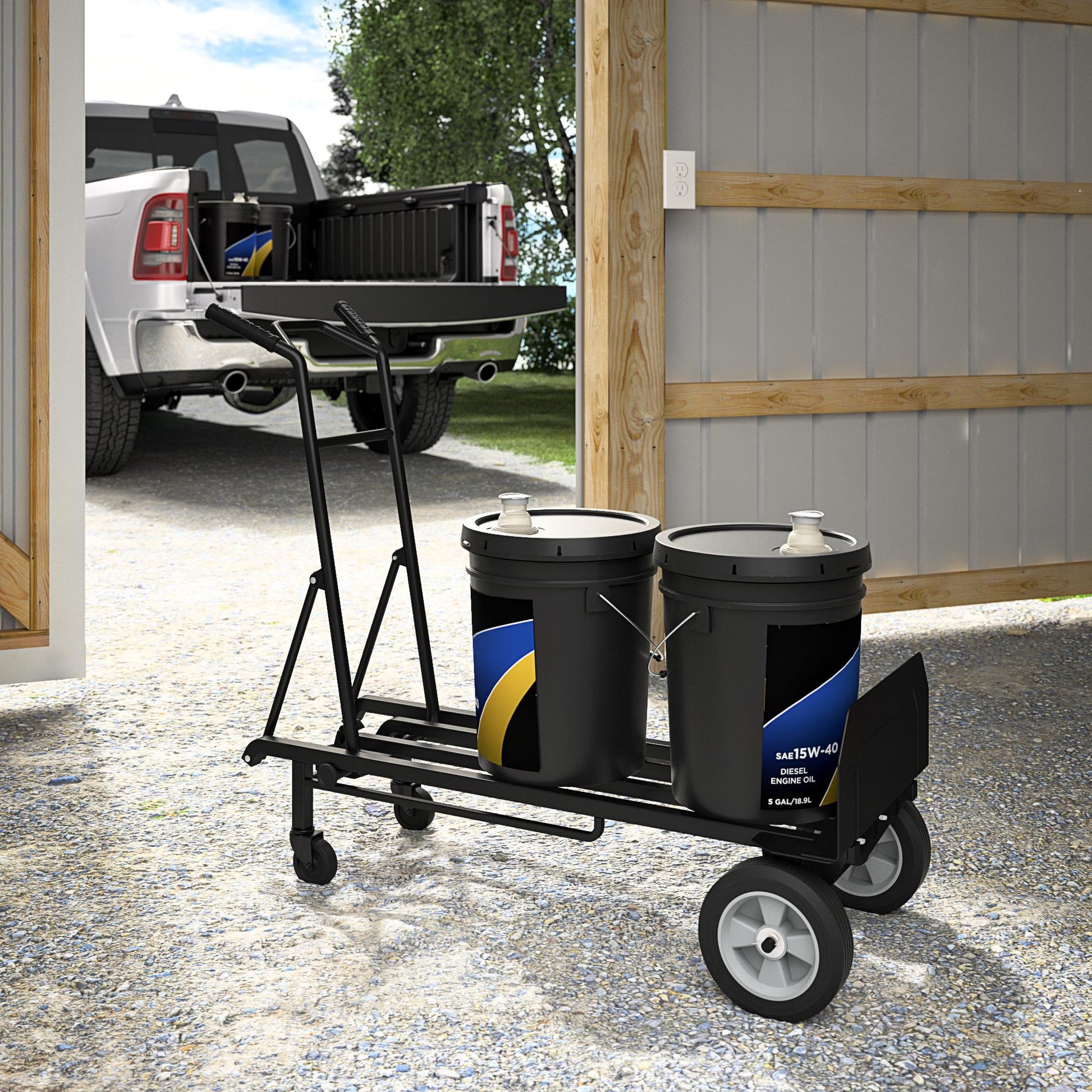 Steel 2 in 1 Hand Truck with 800 lb Weight Capacity - Black / blue