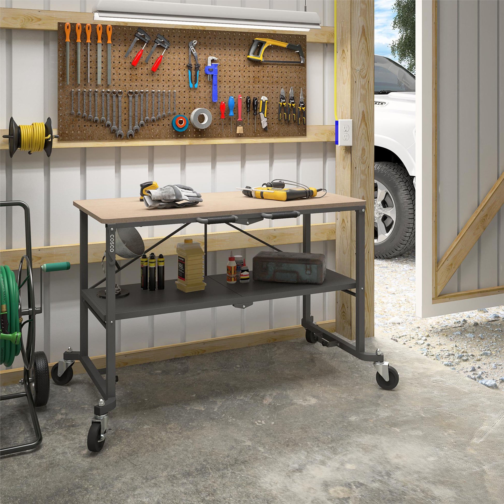 SmartFold Portable Workbench Folding Utility Table - Dark Gray
