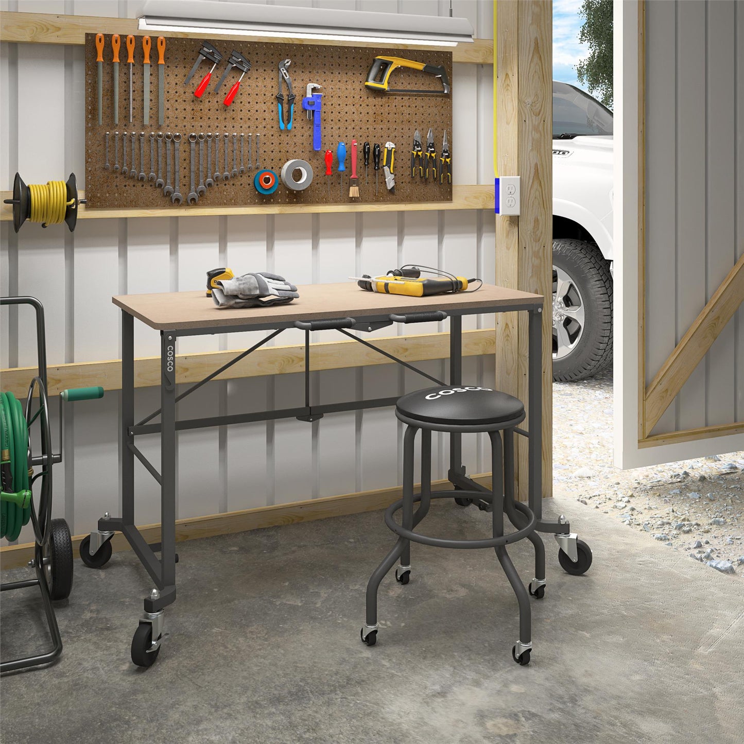 Smartfold Portable Folding Work Desk with 350 lb Weight Capacity - Tan