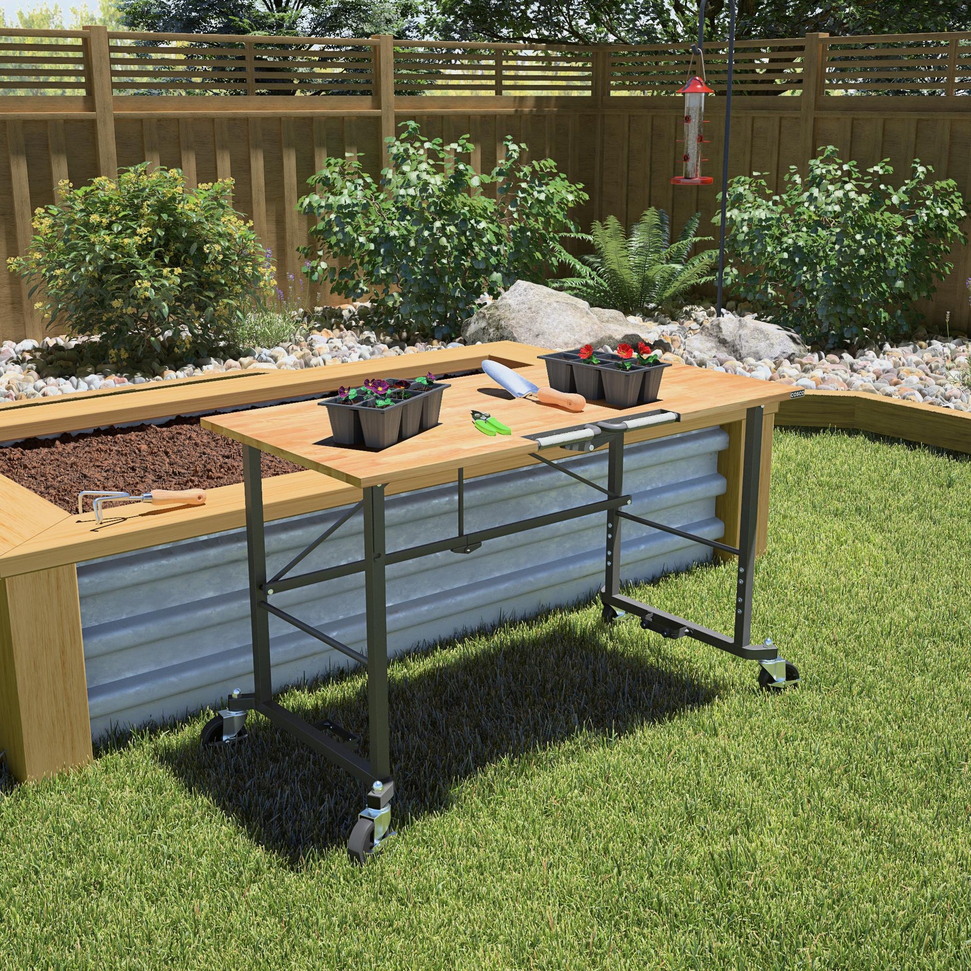 Smartfold Portable Folding Workbench with Hardwood Top and 400 lb Weight Capacity - Heath Pine