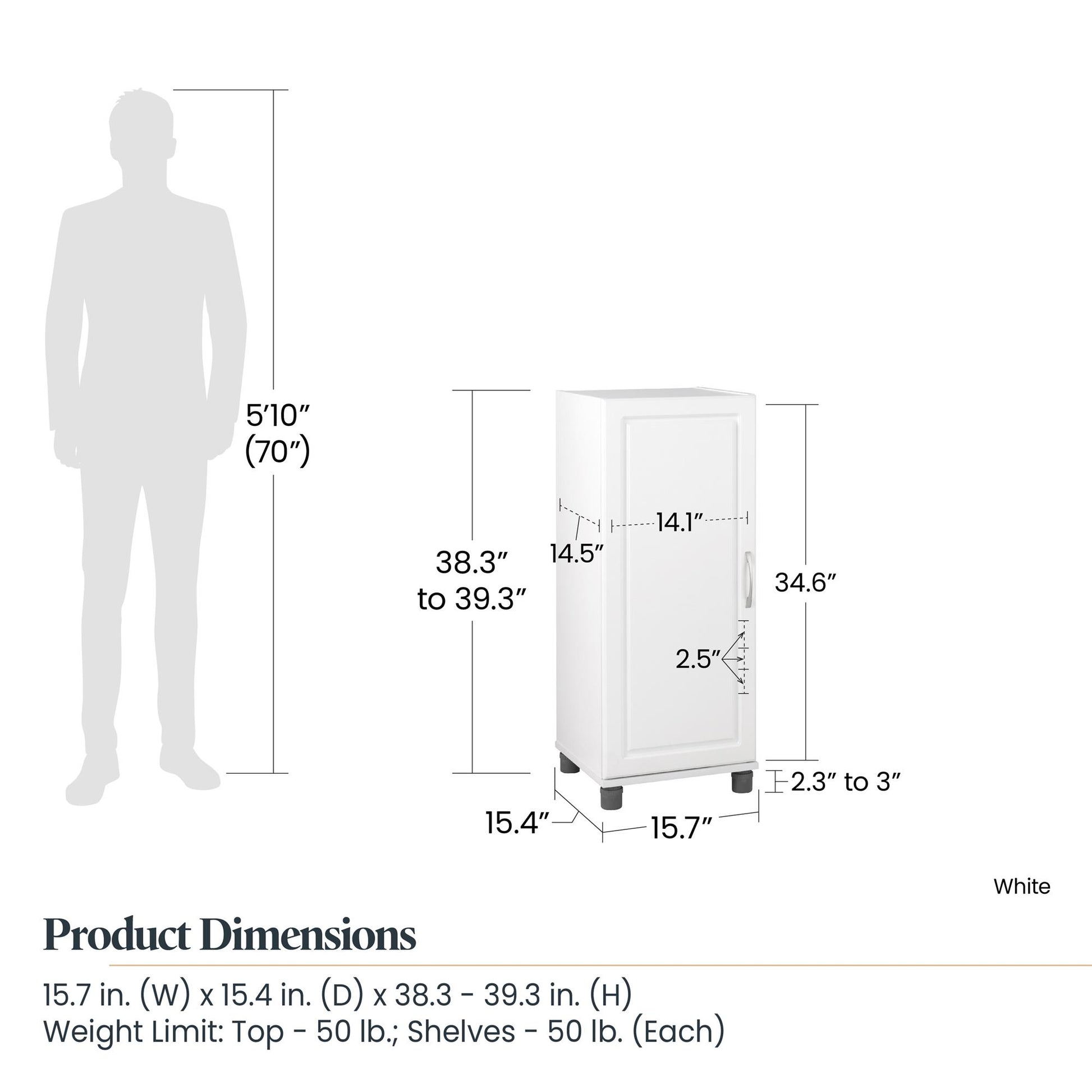 Kendall 16 Inch Stackable Multipurpose Storage Cabinet - White