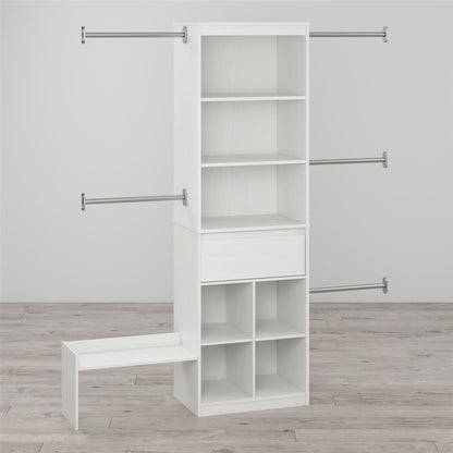 Grow with Me Adjustable Kids’ Closet Organizer System with Adjustable Poles - White