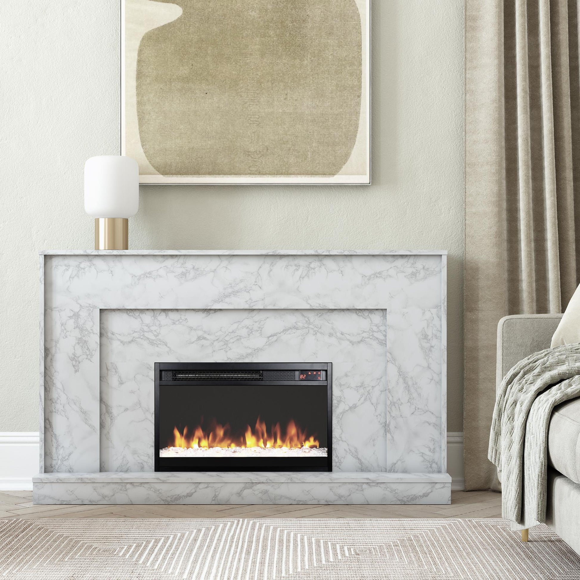 Liberty Mantel Fireplace, Marble - White marble