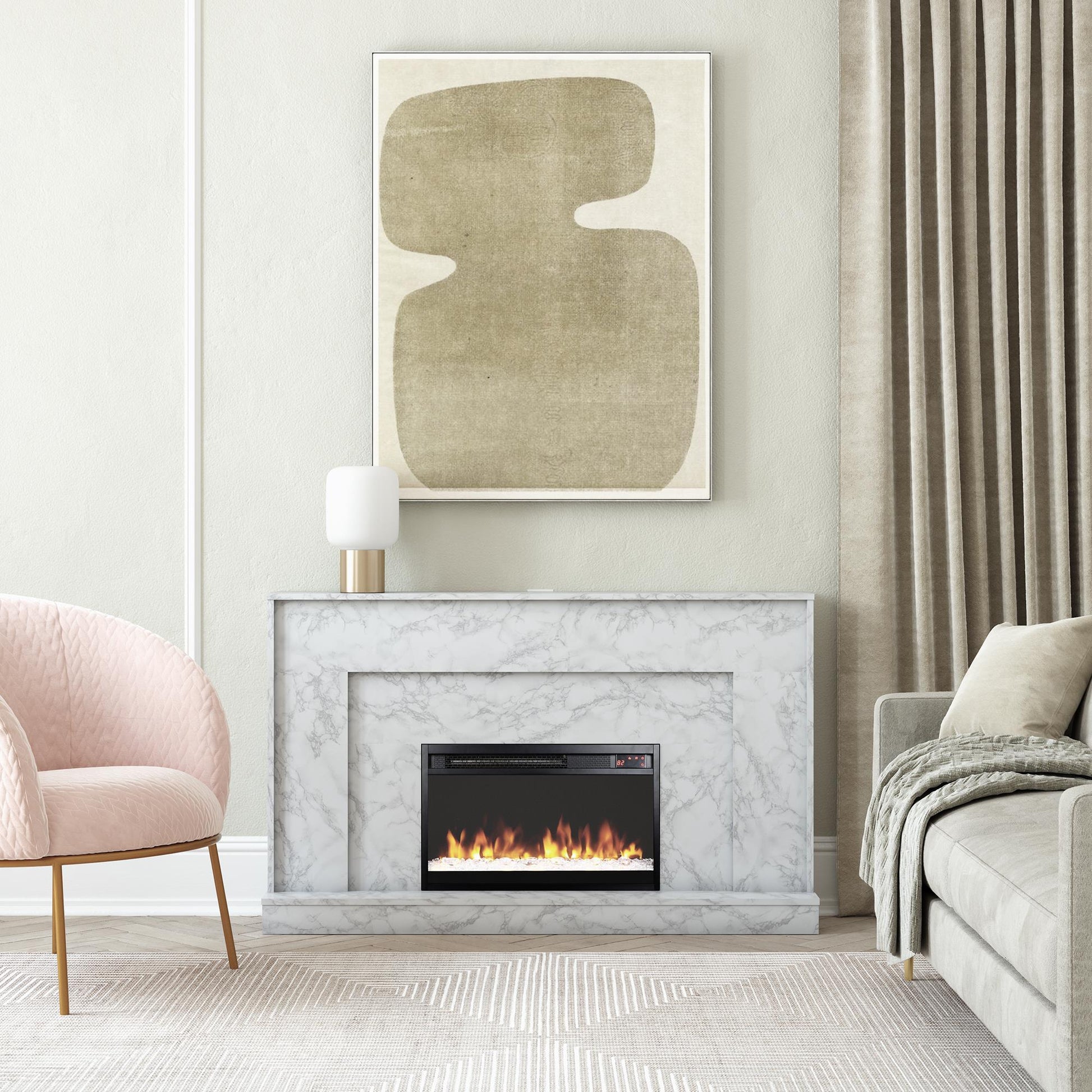 Liberty Mantel Fireplace, Marble - White marble