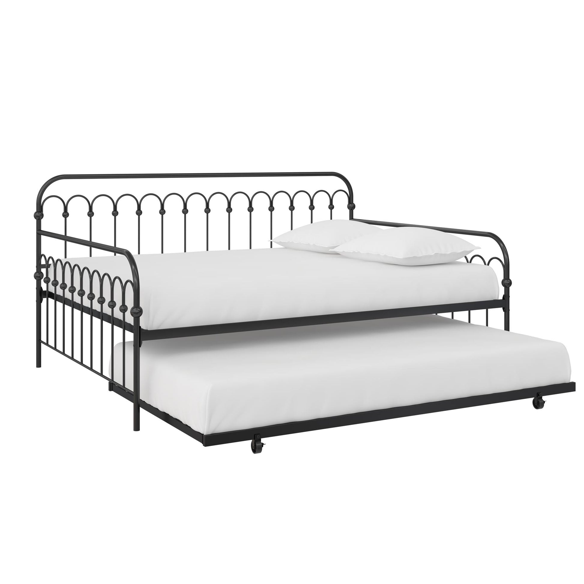 Novogratz Bright Pop Metal Daybed with Trundle, Full/Twin, Black - Black - Full-Over-Twin