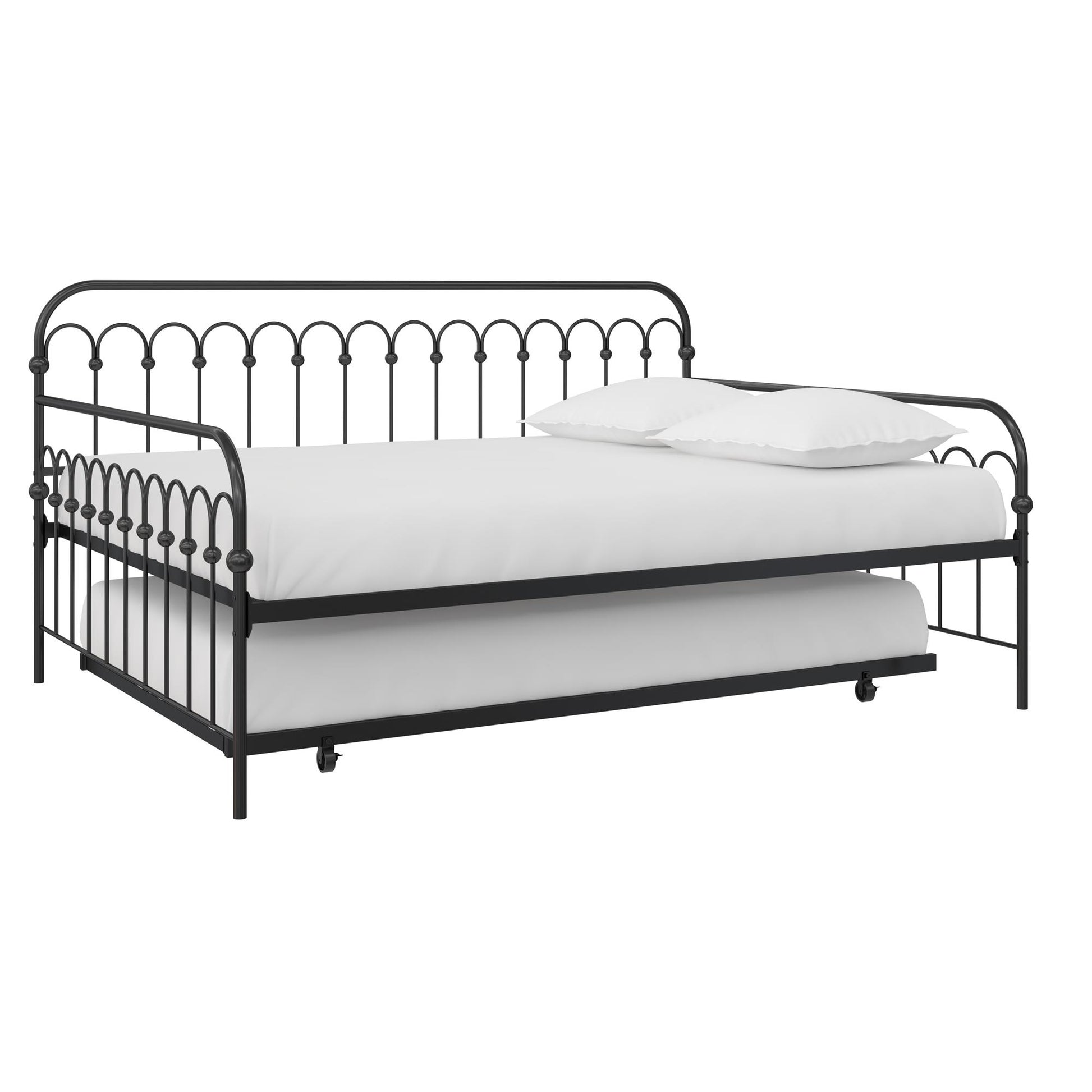 Novogratz Bright Pop Metal Daybed with Trundle, Full/Twin, Black - Black - Full-Over-Twin