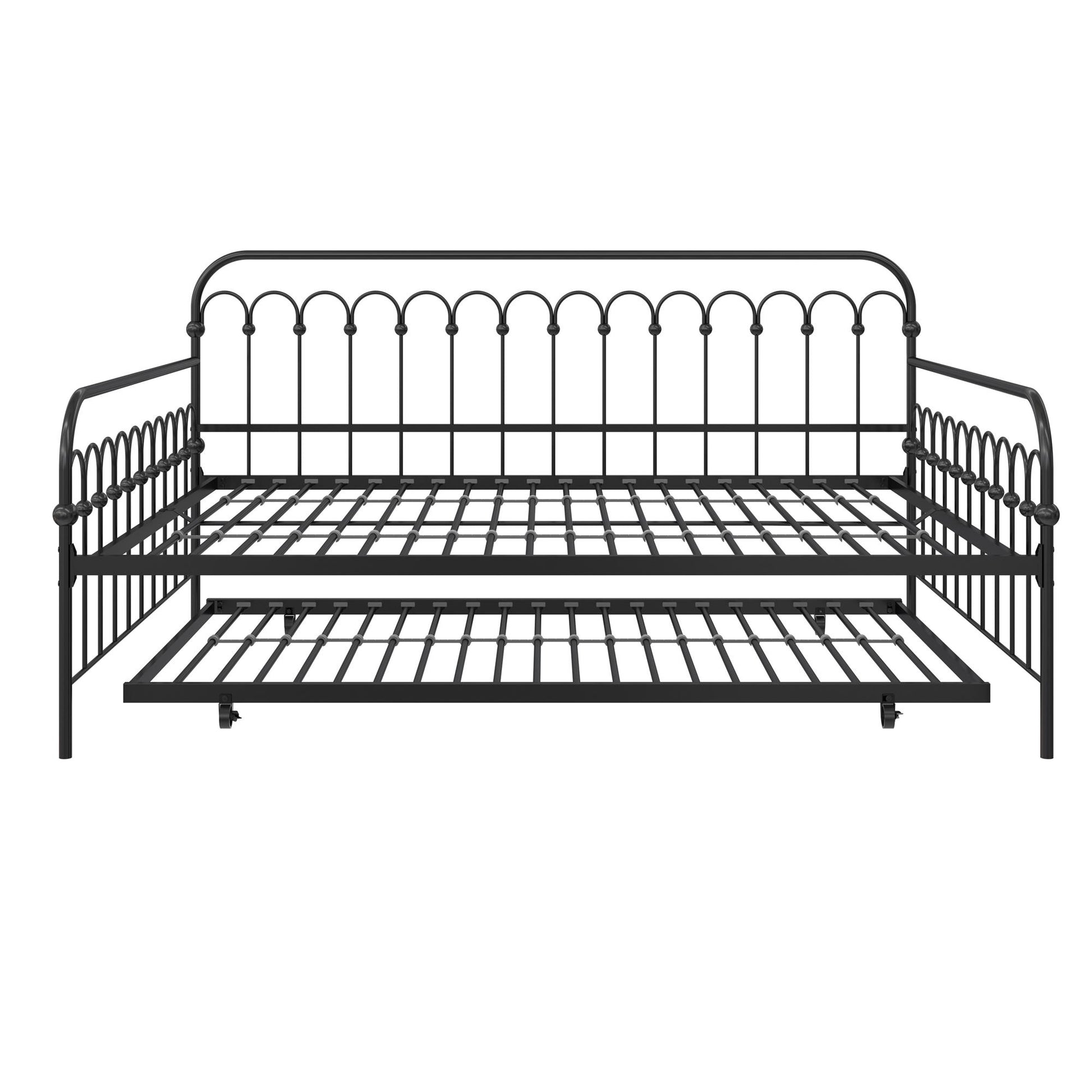 Novogratz Bright Pop Metal Daybed with Trundle, Full/Twin, Black - Black - Full-Over-Twin