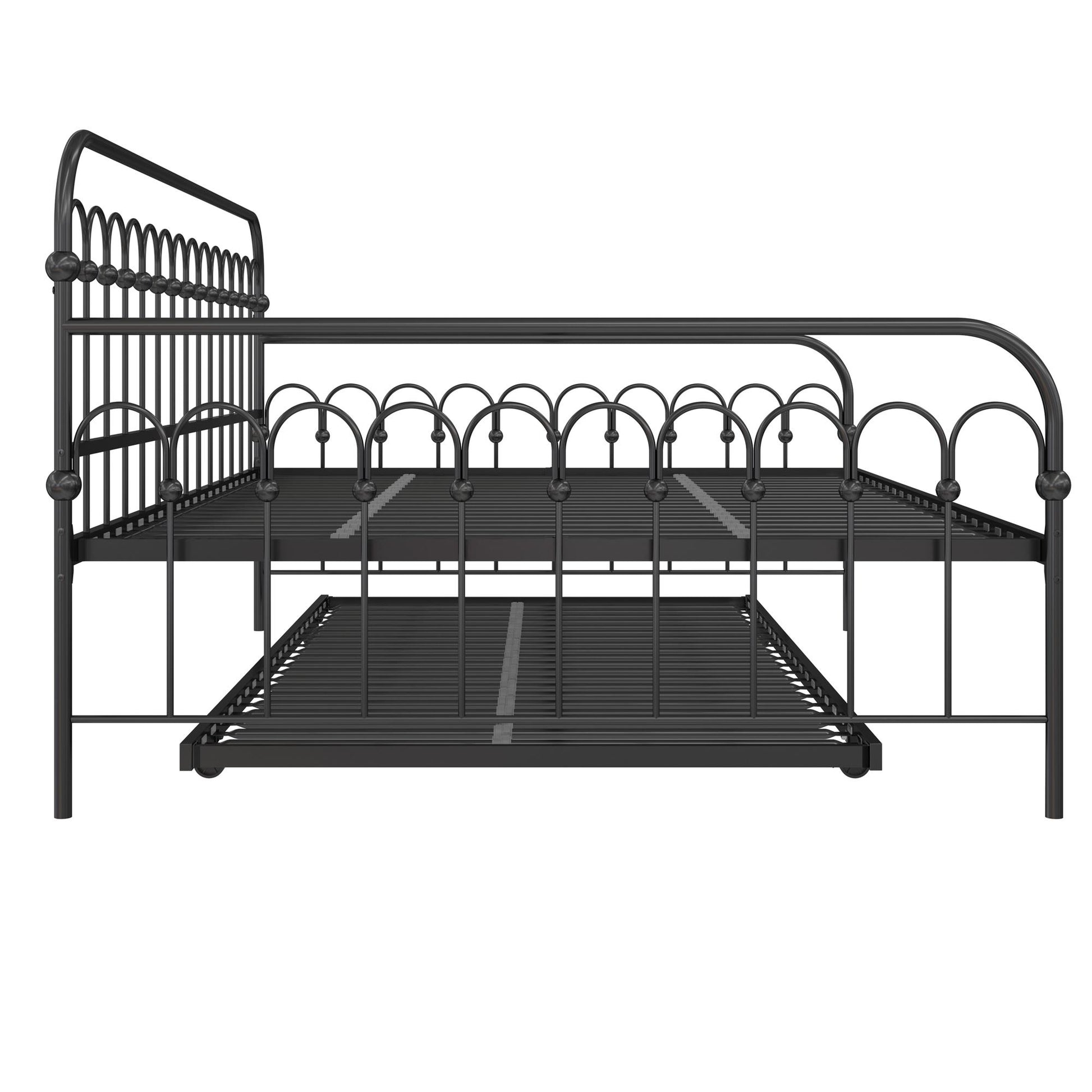 Novogratz Bright Pop Metal Daybed with Trundle, Full/Twin, Black - Black - Full-Over-Twin
