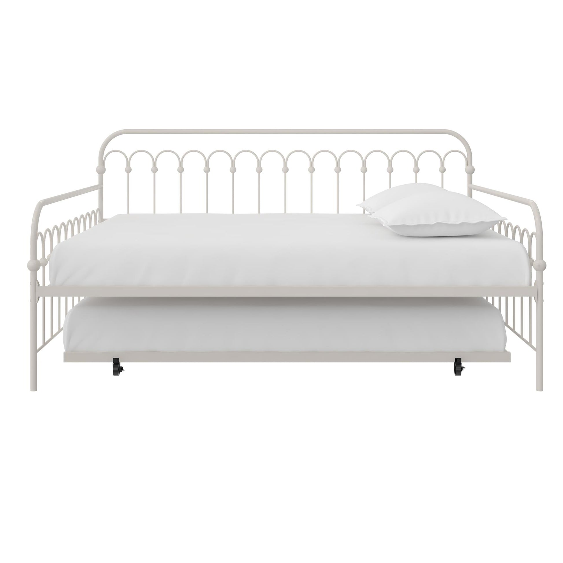 Novogratz Bright Pop Metal Daybed with Trundle, Full/Twin, Off White - Off White - Full-Over-Twin