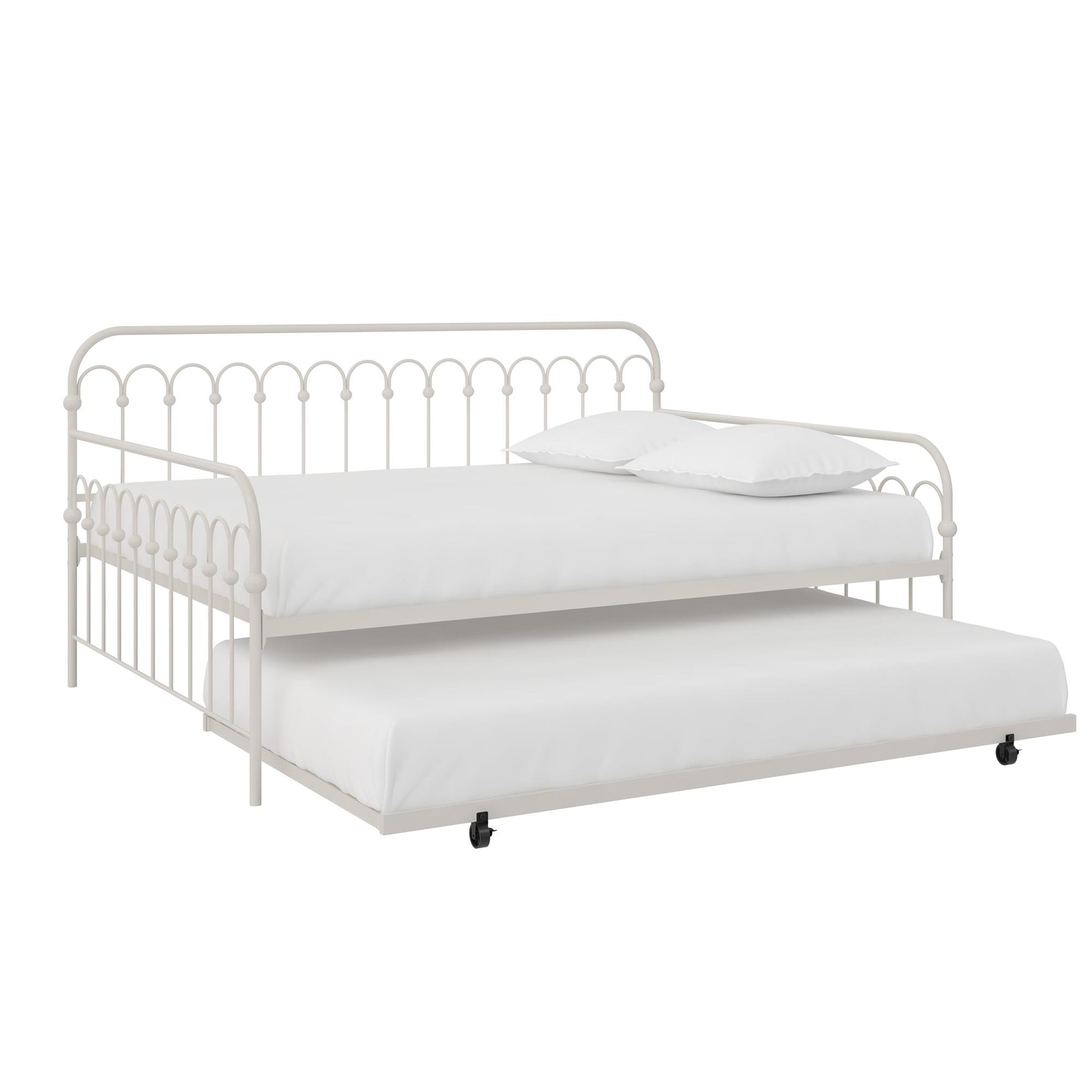 Novogratz Bright Pop Metal Daybed with Trundle, Full/Twin, Off White - Off White - Full-Over-Twin