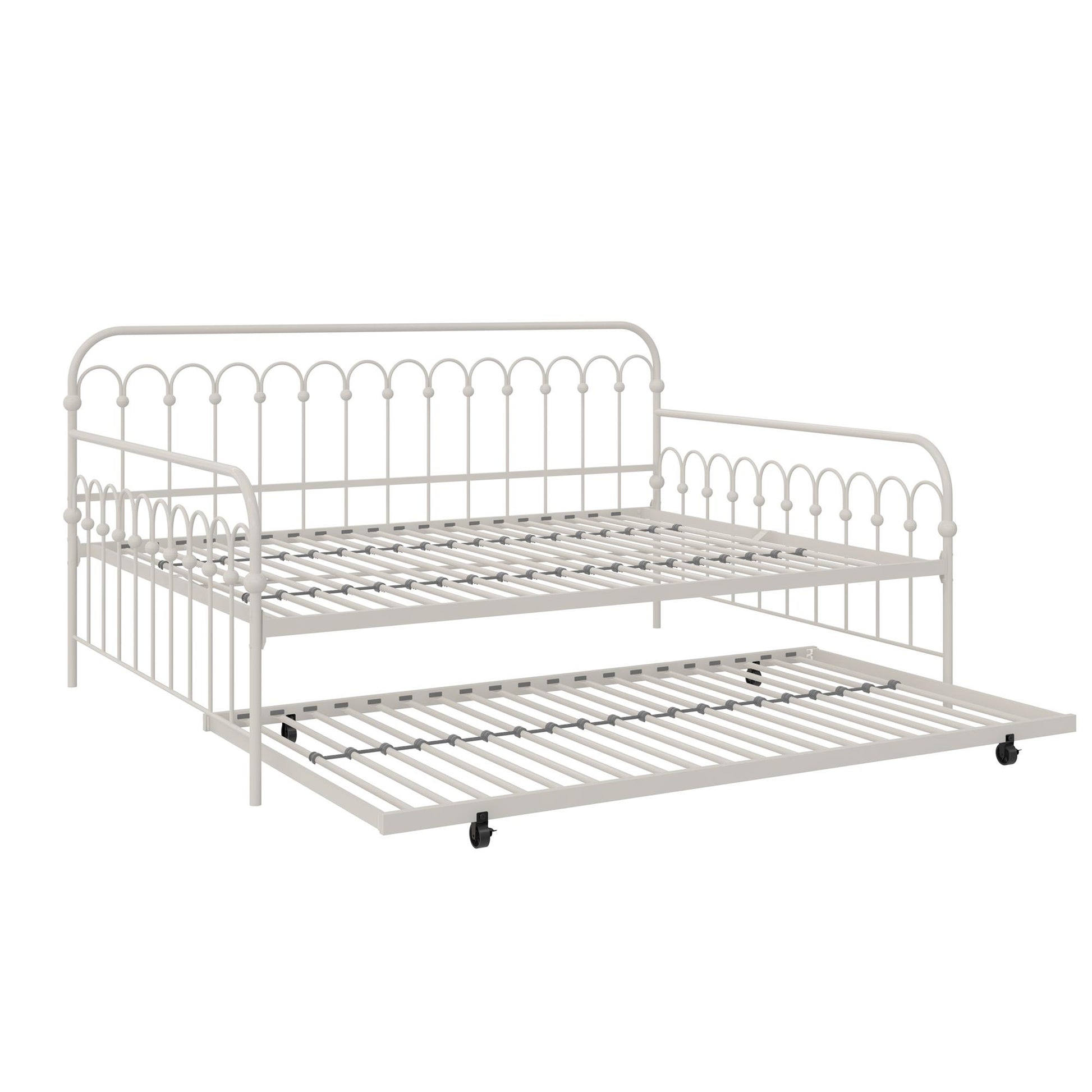 Novogratz Bright Pop Metal Daybed with Trundle, Full/Twin, Off White - Off White - Full-Over-Twin