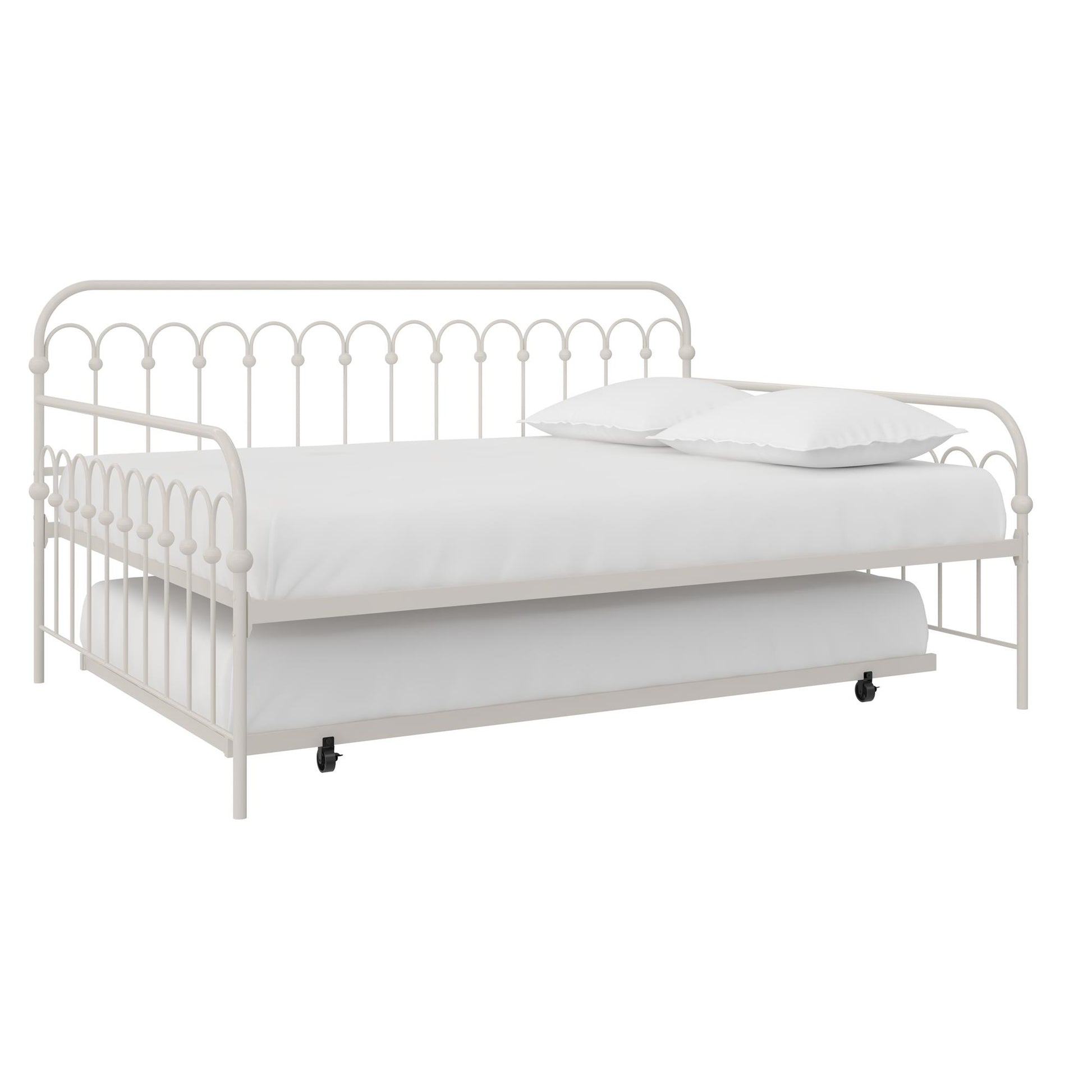 Novogratz Bright Pop Metal Daybed with Trundle, Full/Twin, Off White - Off White - Full-Over-Twin