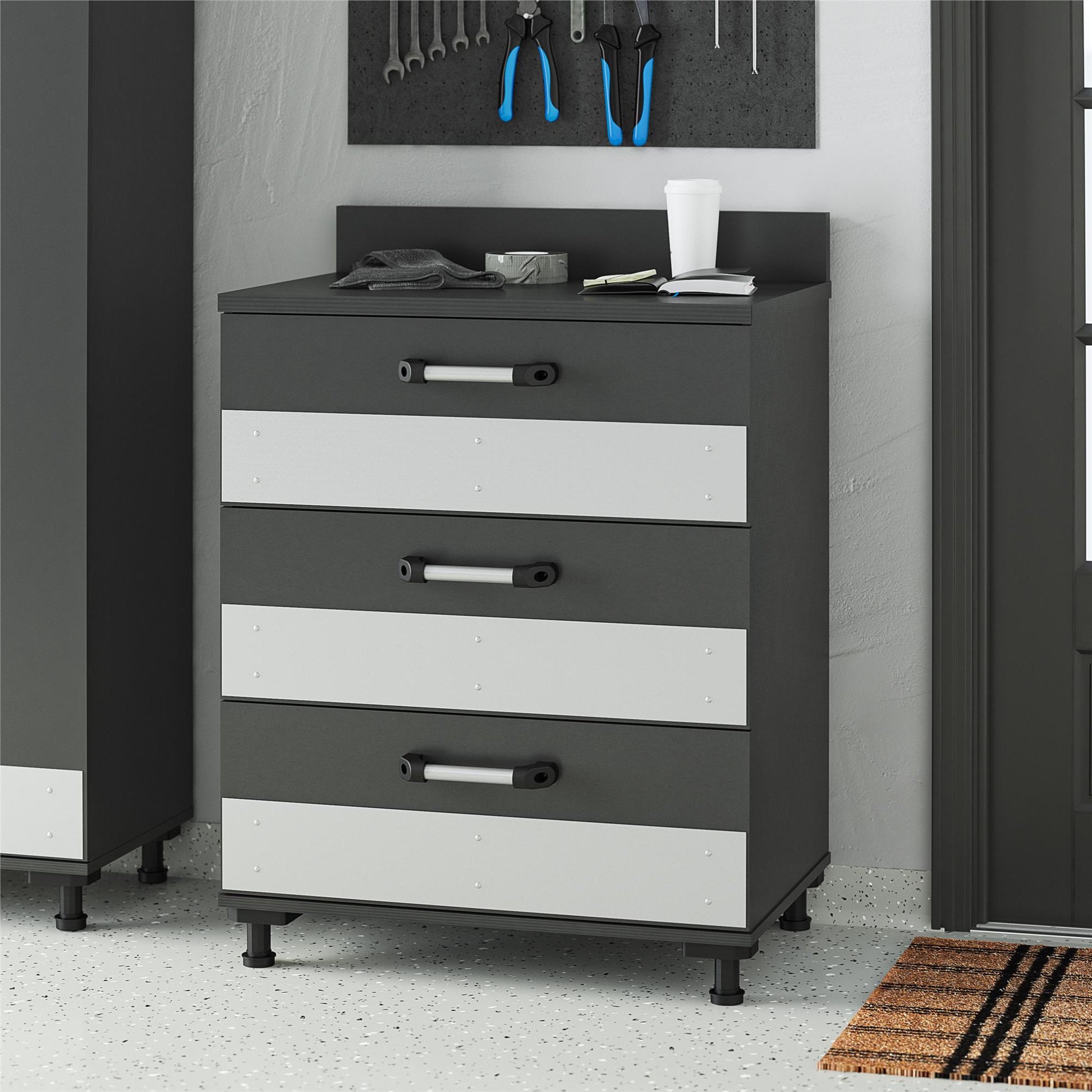 Boss 3 Drawer Storage Cabinet - Dark Gray