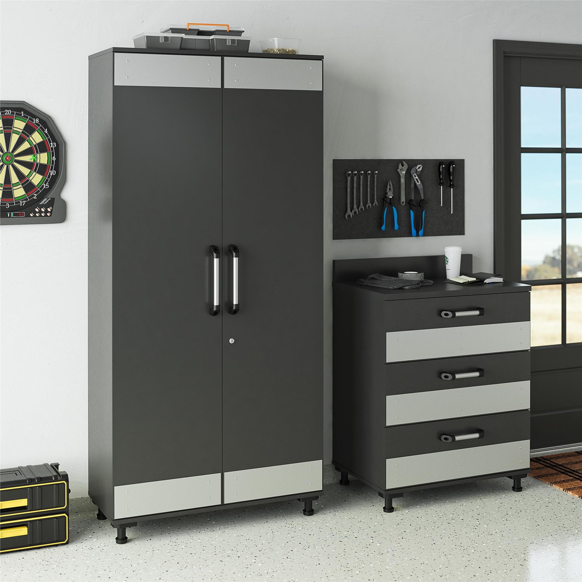Boss Tall Storage Cabinet - Dark Gray