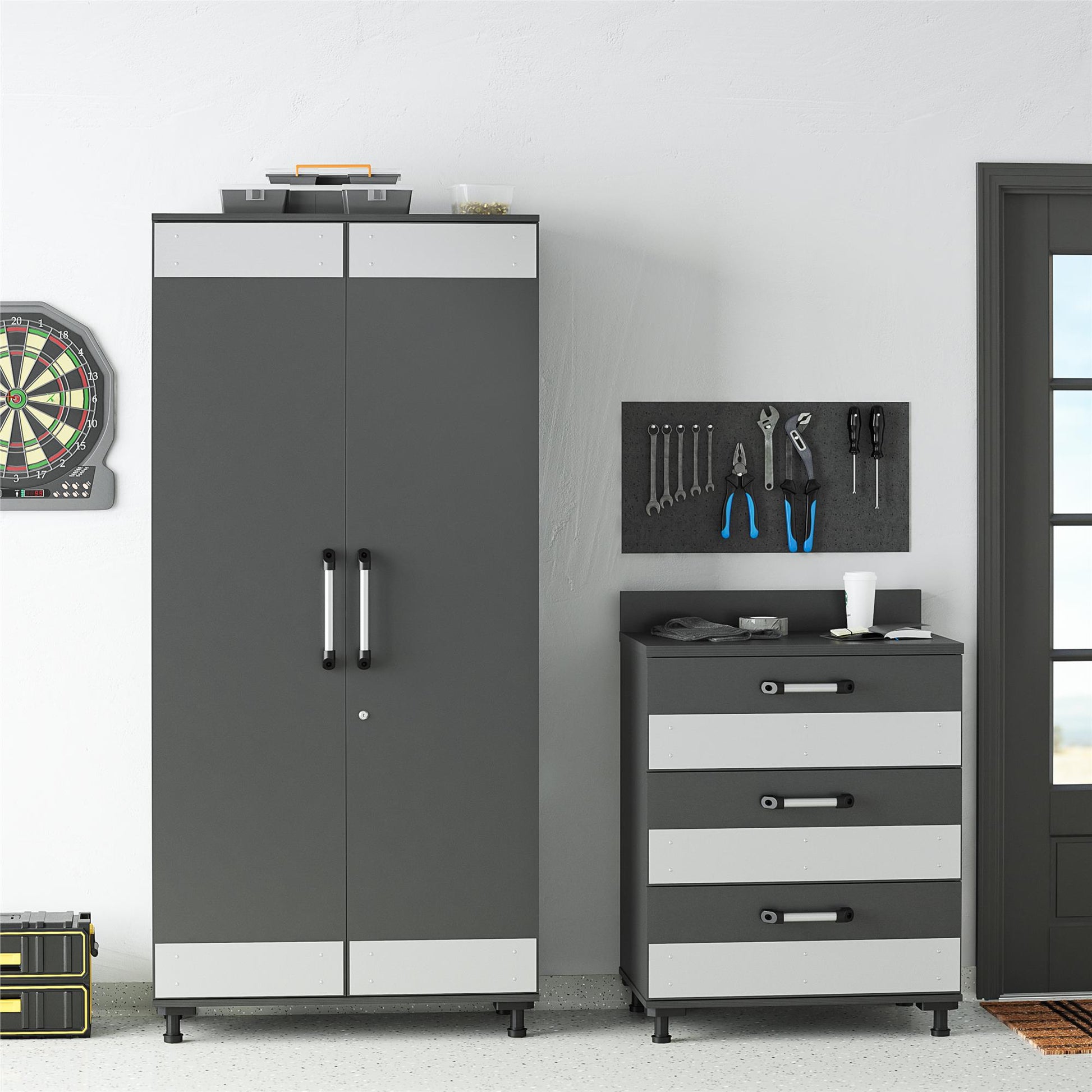 Boss Tall Storage Cabinet - Dark Gray