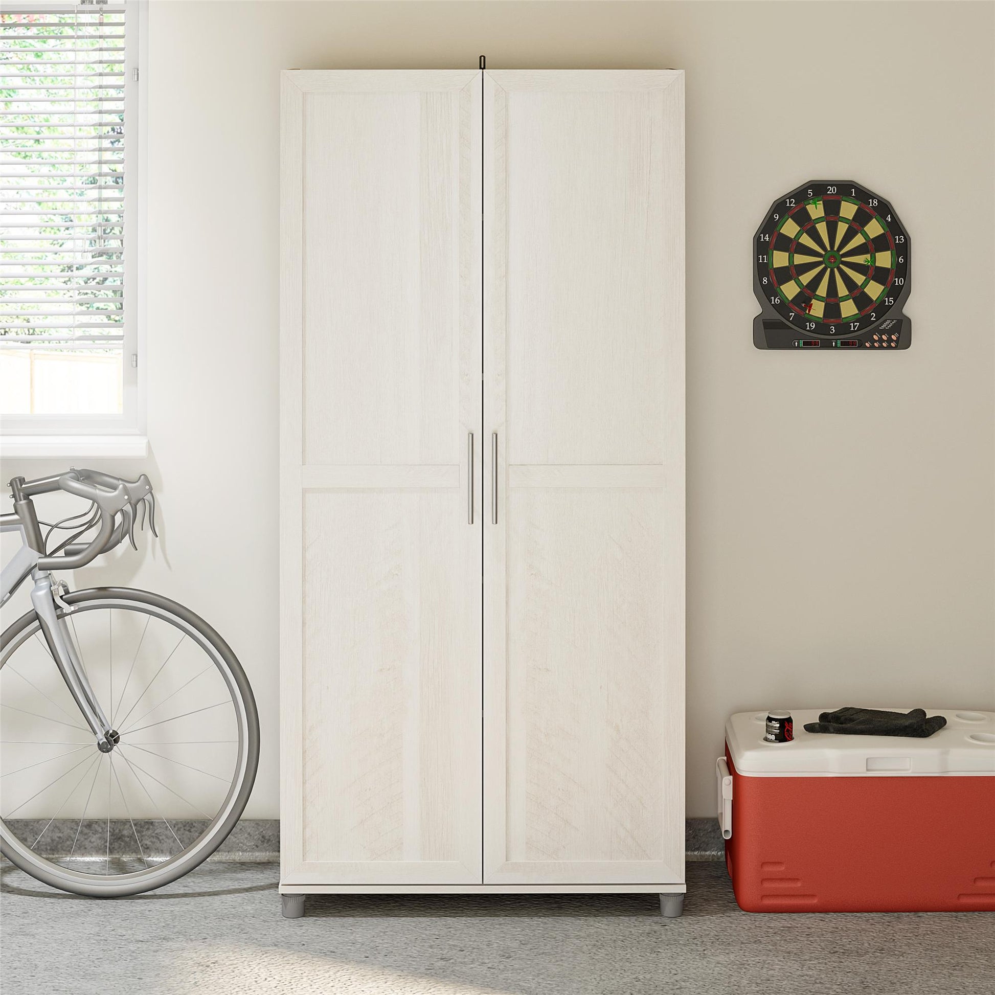 Camberly Framed 36" Utility Storage Cabinet, Ivory Oak - Ivory Oak