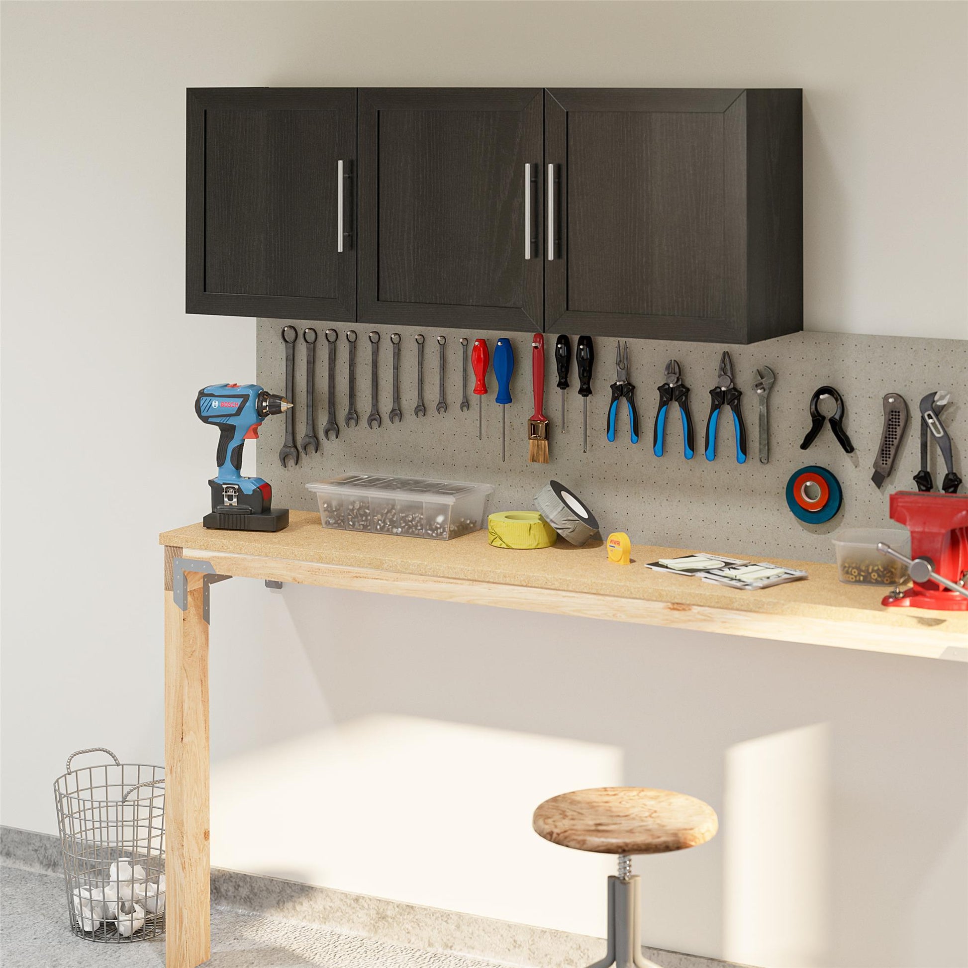 Camberly Framed 54" Wall Cabinet, Graphite Gray - Graphite Grey