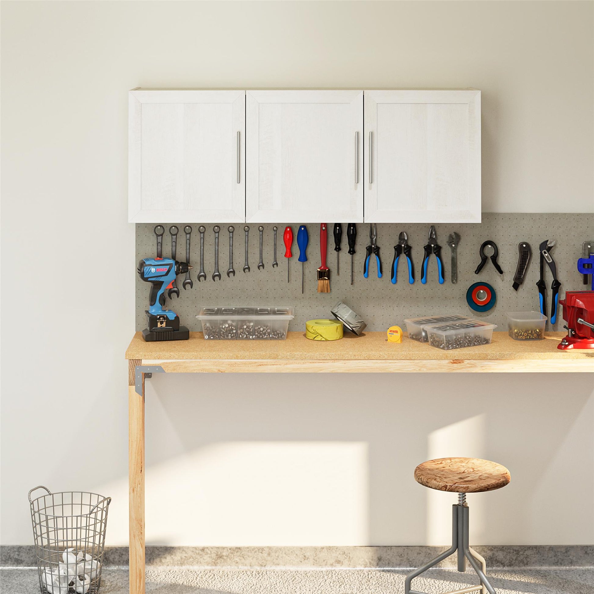Camberly Framed 54" Wall Cabinet, Ivory Oak - Ivory Oak