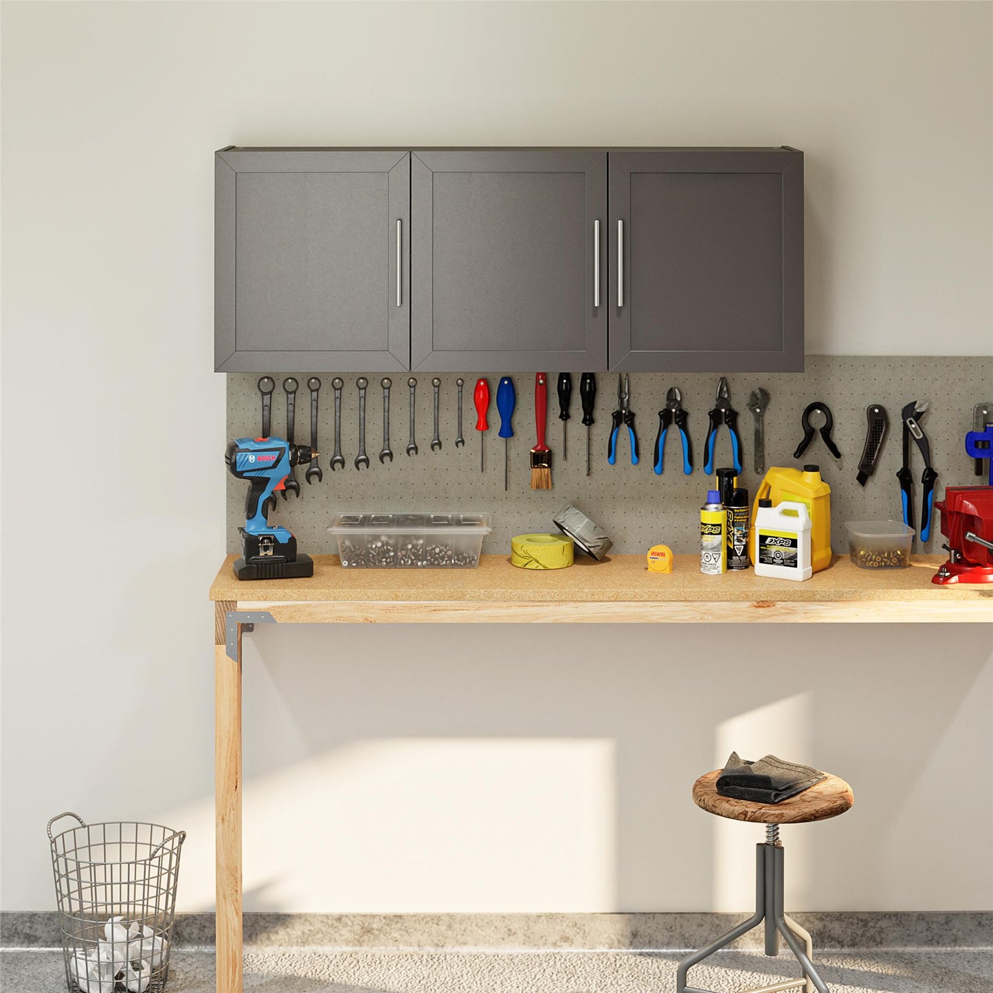 Camberly Framed 54" Wall Cabinet, Graphite Gray - Graphite Grey