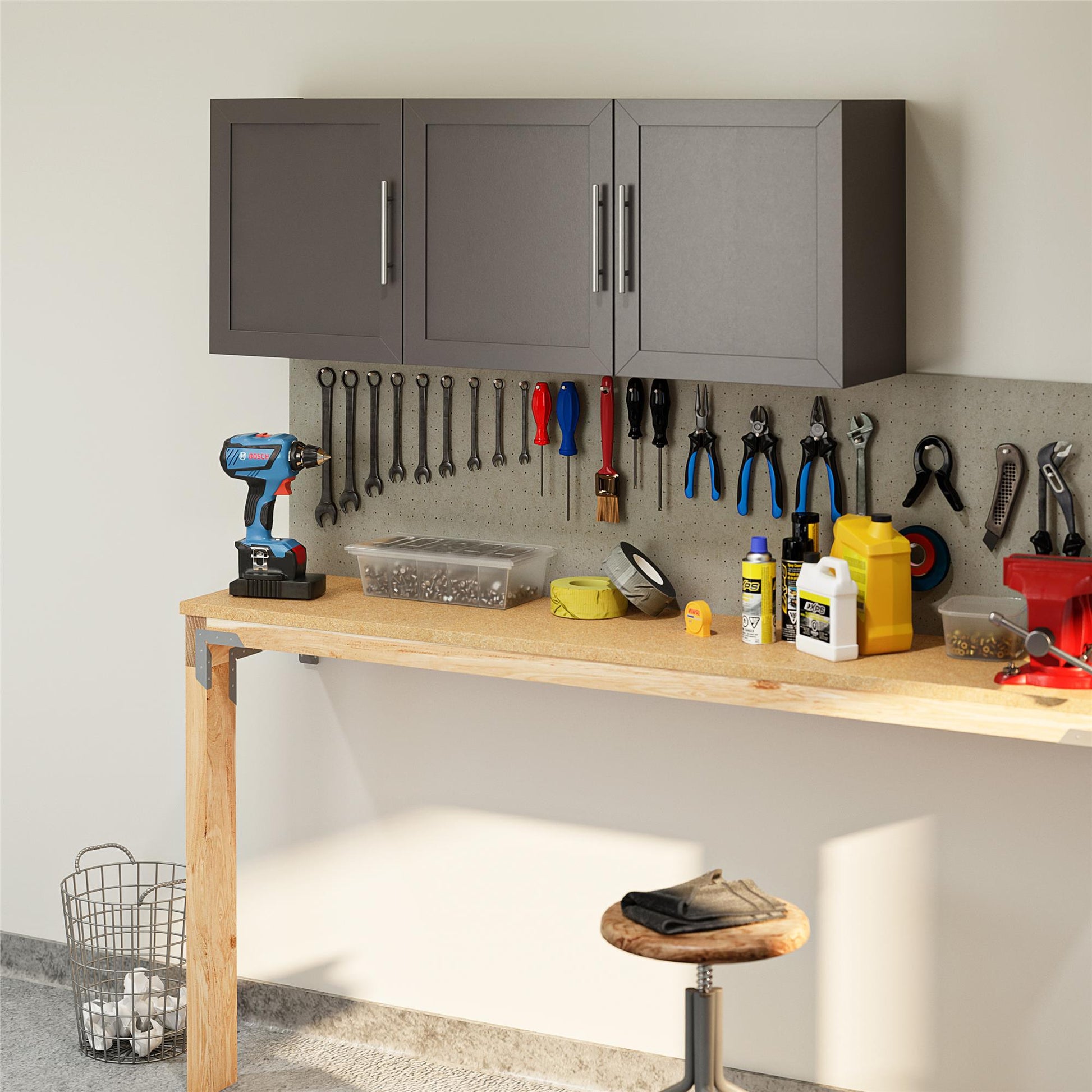 Camberly Framed 54" Wall Cabinet, Graphite Gray - Graphite Grey