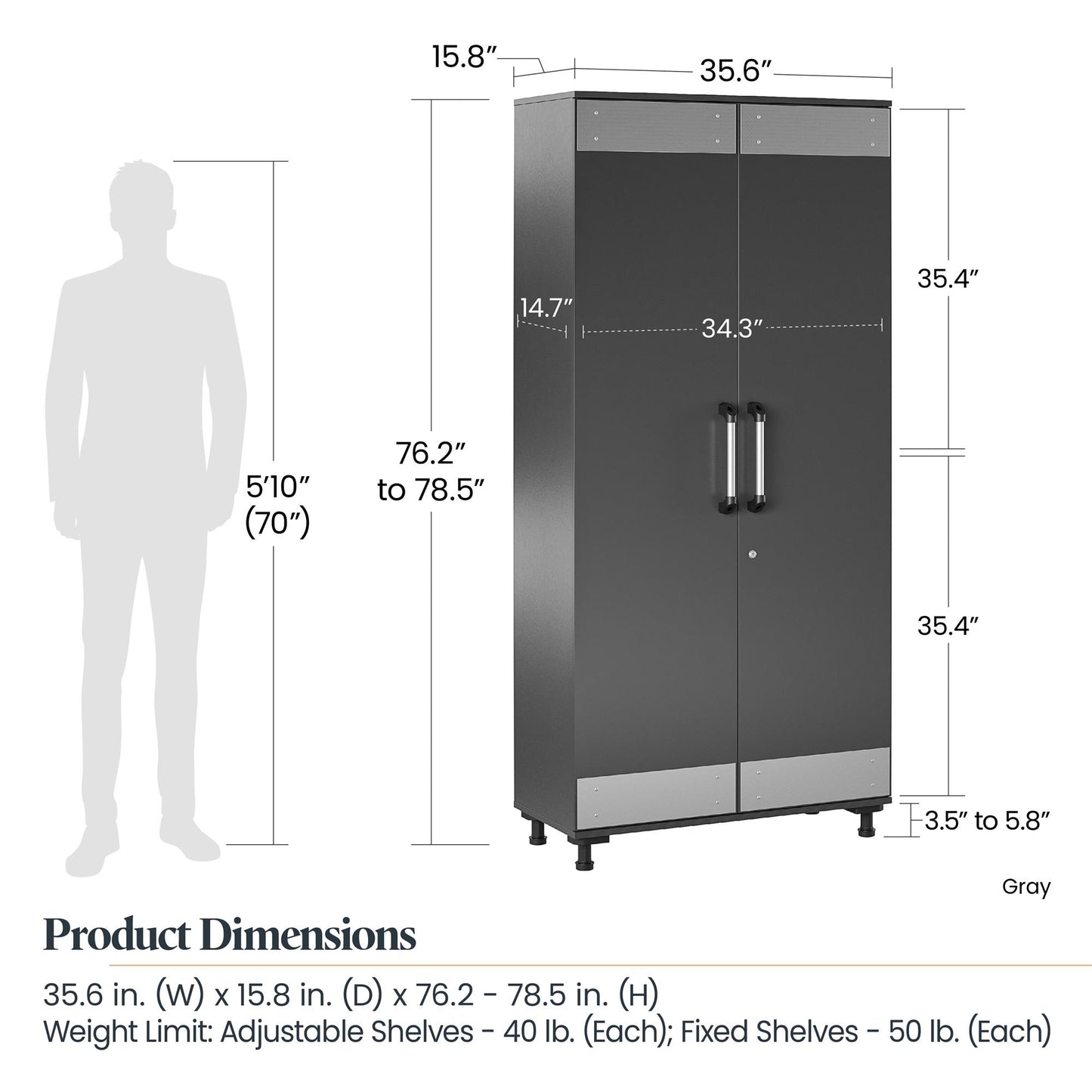 Boss Tall Storage Cabinet - Dark Gray