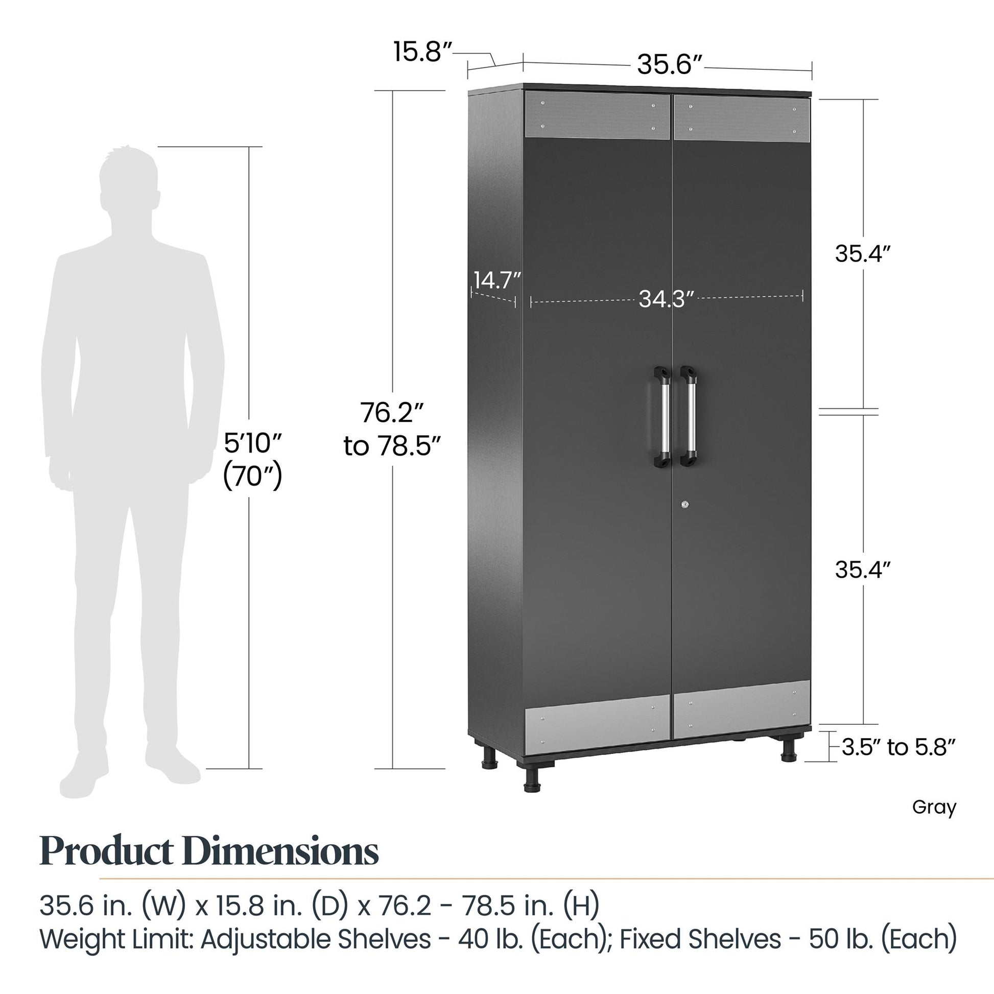 Boss Tall Storage Cabinet - Dark Gray