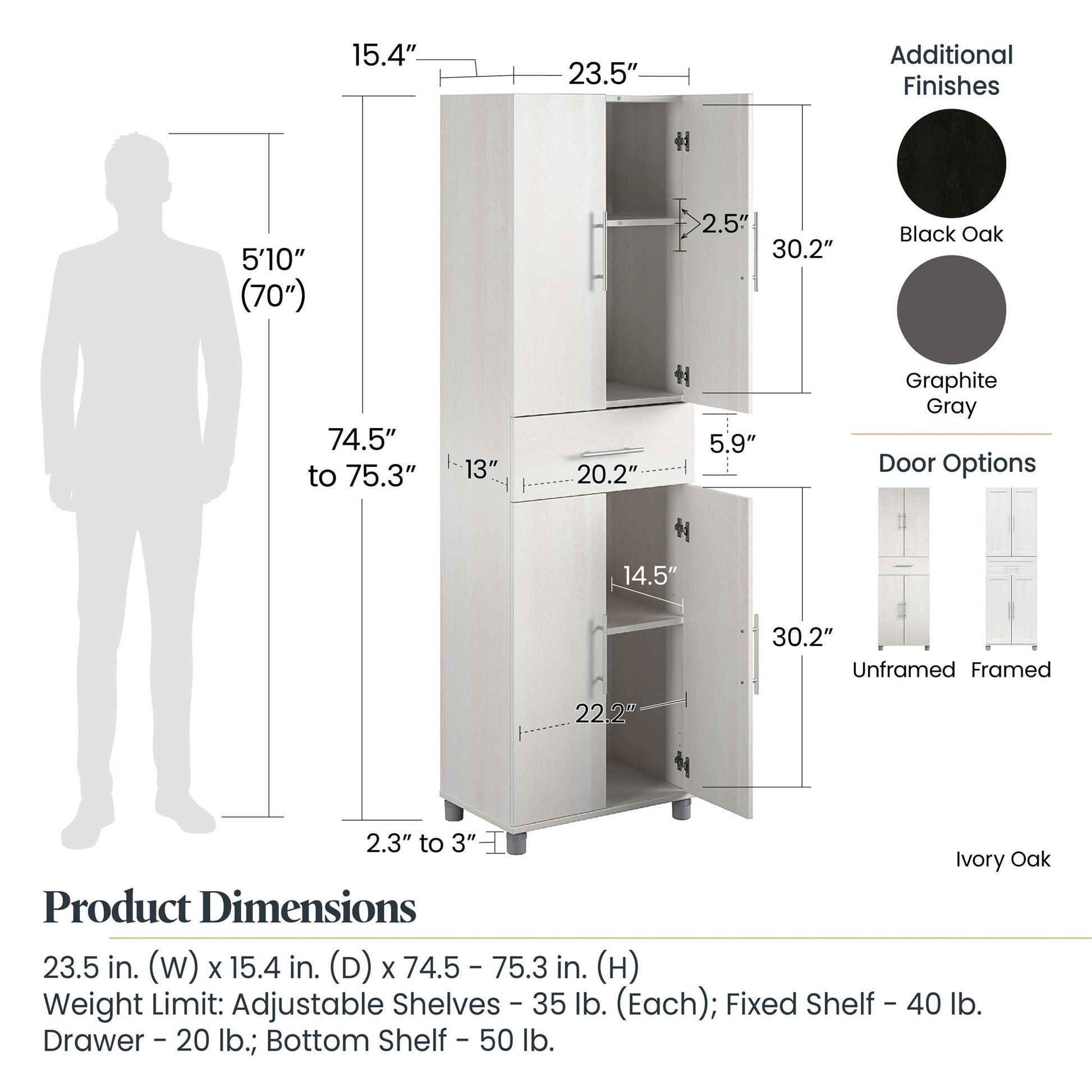 Camberly 4 Door/1 Drawer Storage Cabinet - Graphite Grey