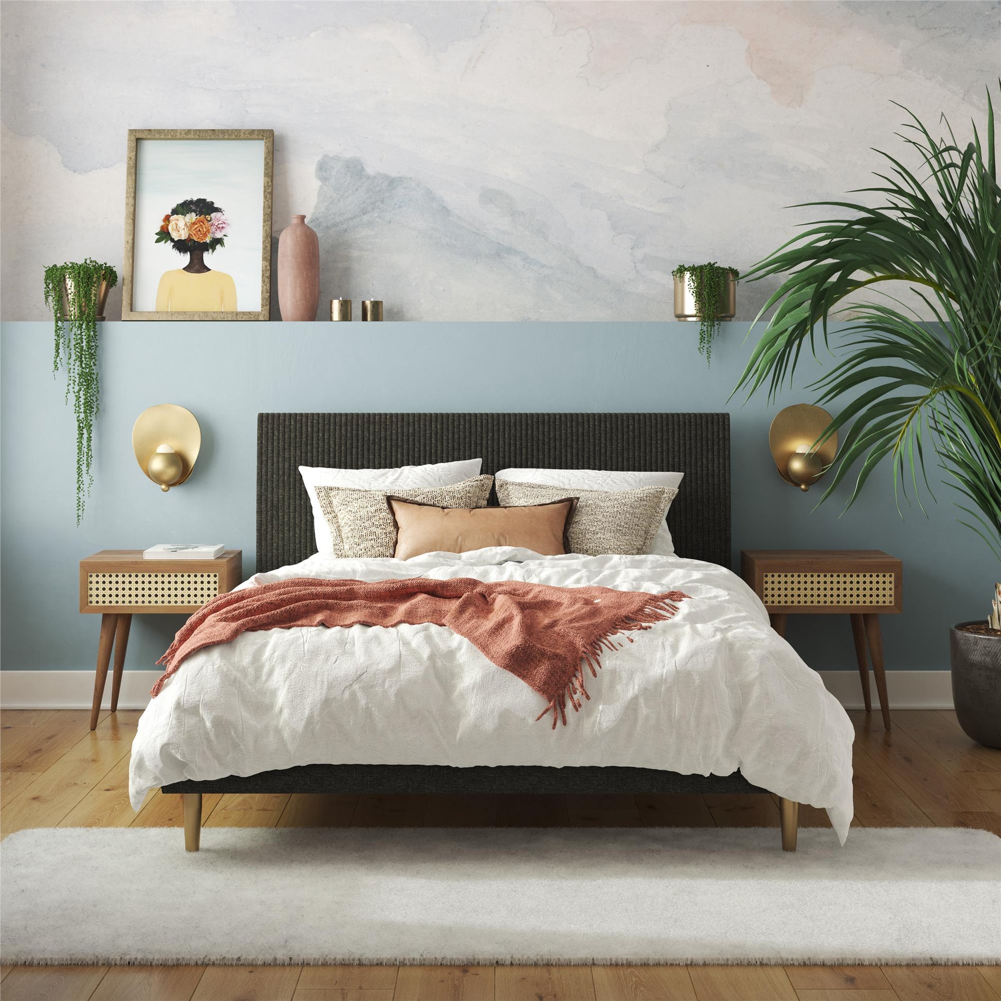 Daphne Upholstered Bed - Dark Gray - Full