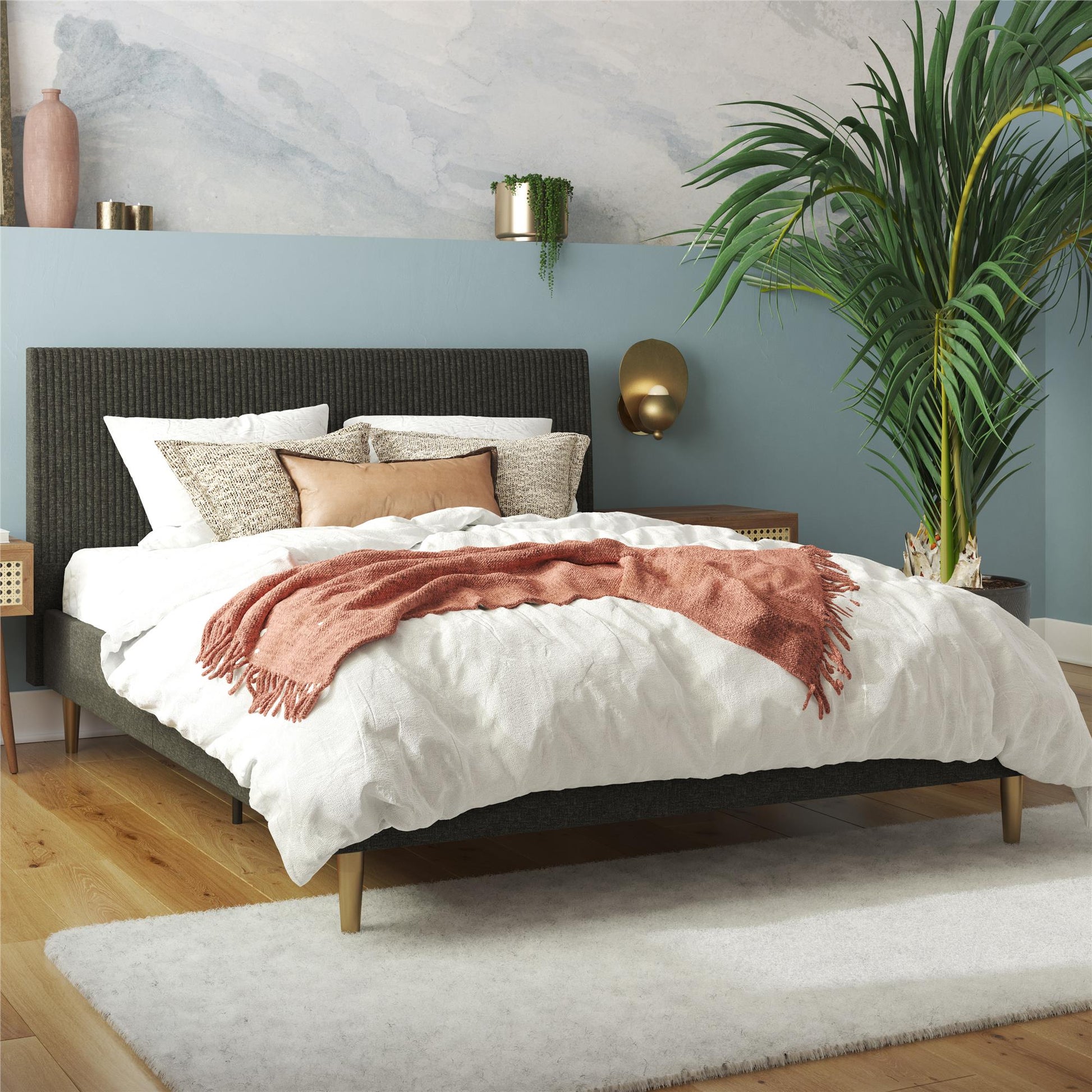 Daphne Upholstered Bed - Dark Gray - Full