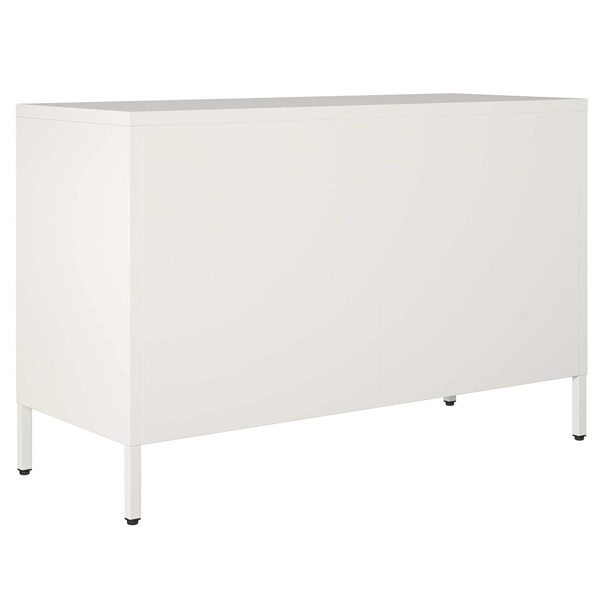 Sunset District 2 Door Storage Cabinet-Mesh Metal Locker, White - White