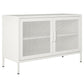 Sunset District 2 Door Storage Cabinet-Mesh Metal Locker, White - White